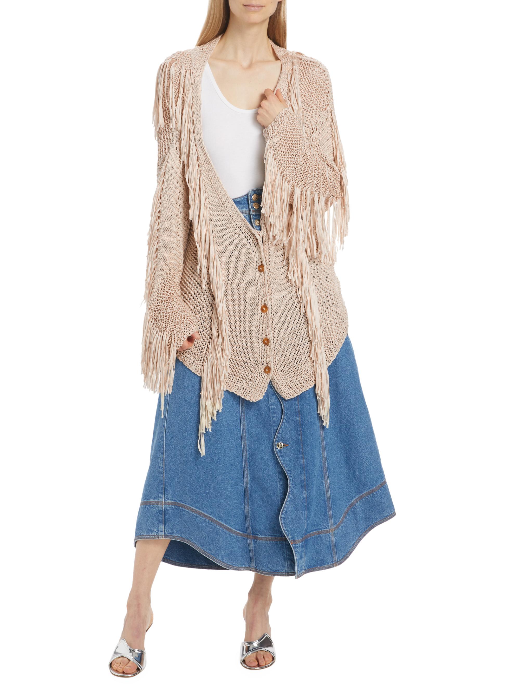 Farm Rio Sand Striped Fringe Cardigan | Saks Fifth Avenue