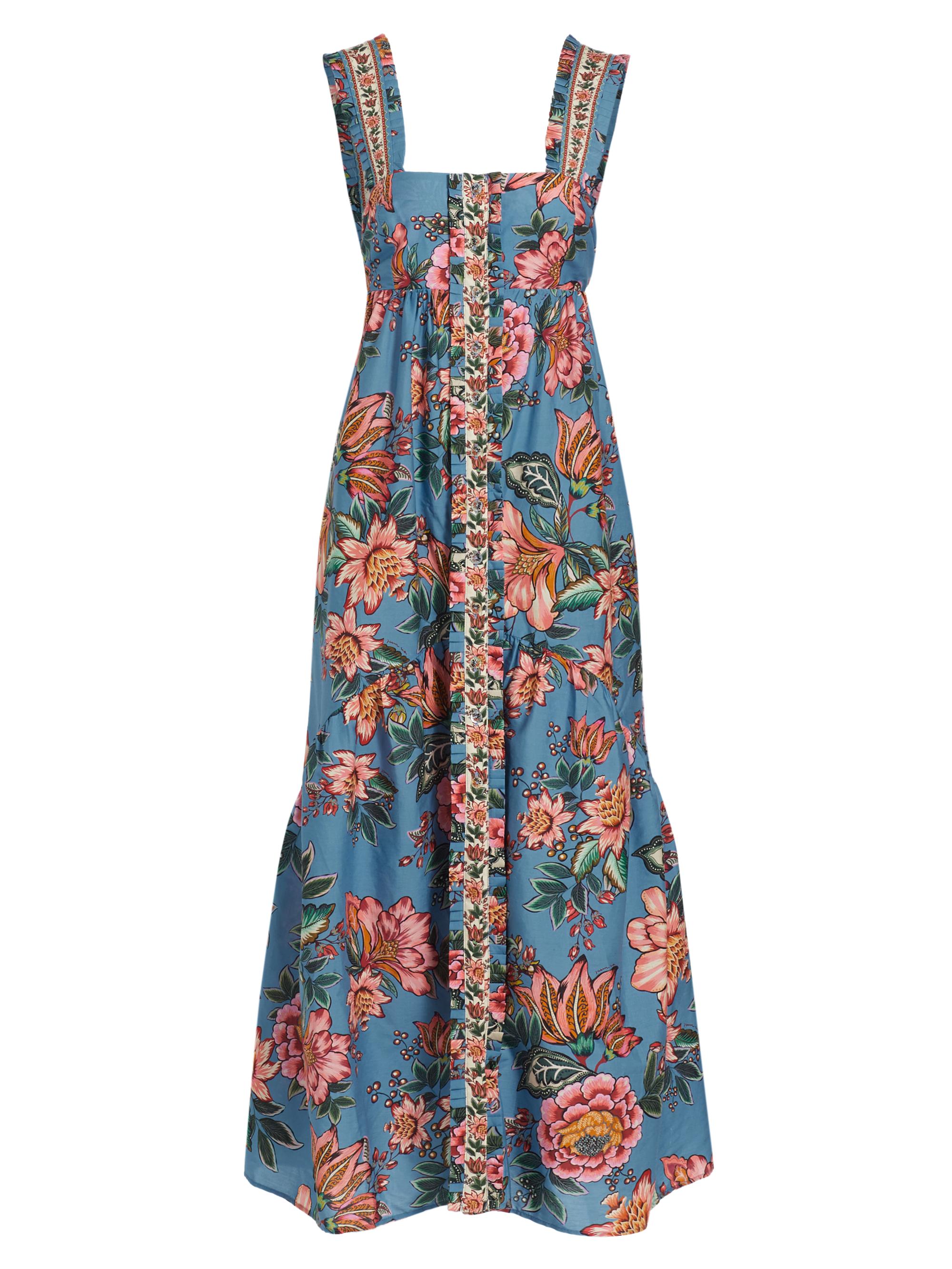 Farm Rio Women's Wonderful Bouquet Cotton-Blend Maxi Dress - Wonderful Bouquet Blue