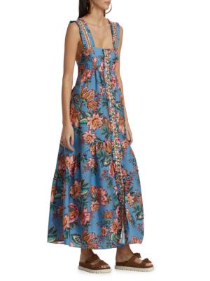 Printed cotton-blend maxi dress