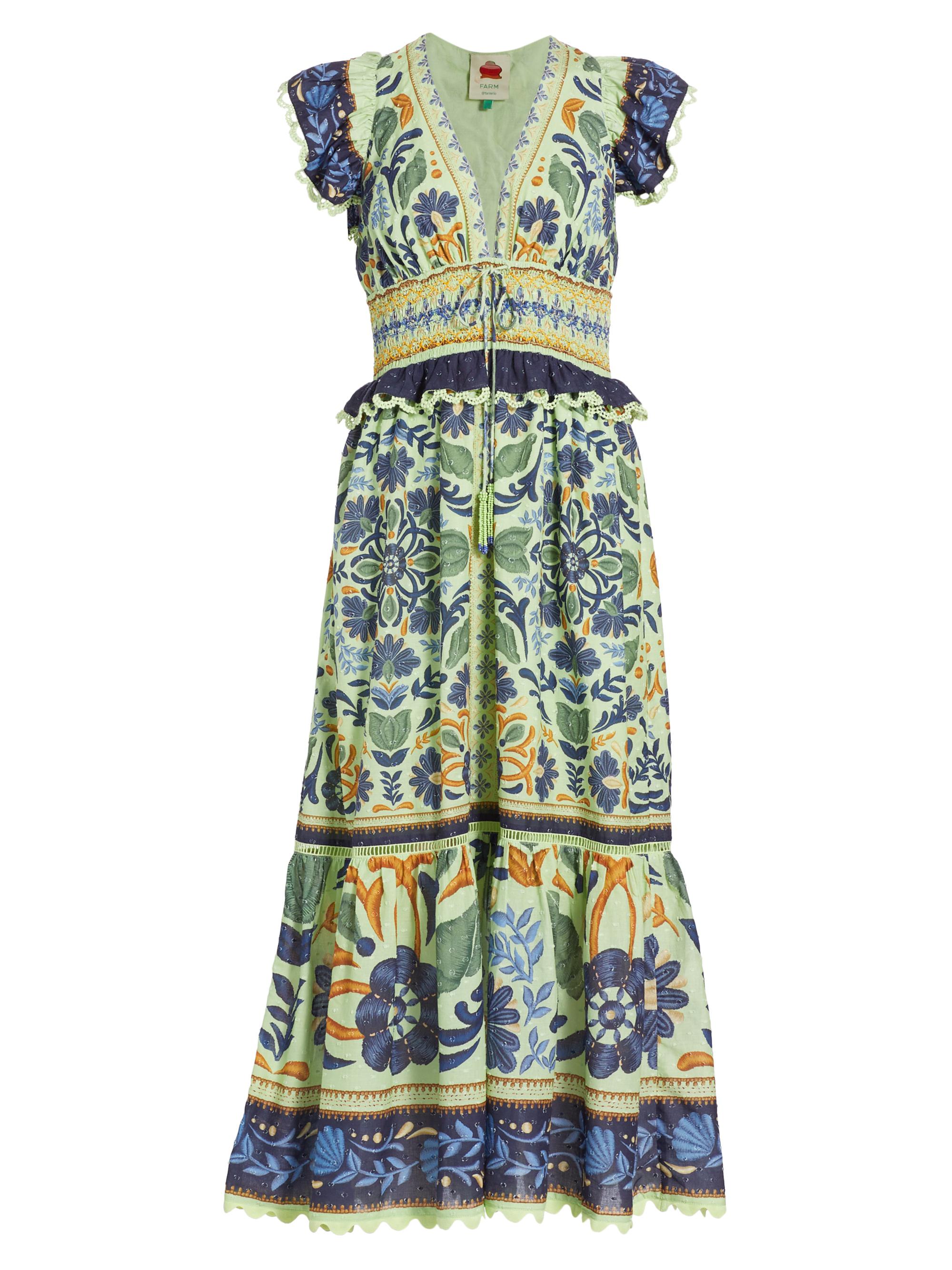 Farm Rio Ocean Tapestry Suzani Cotton Midi-Dress | Saks Fifth Avenue