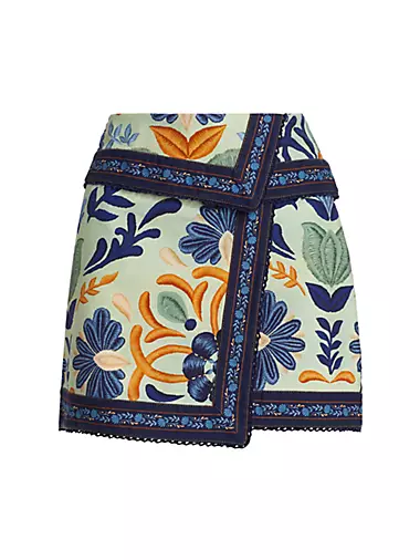 Floral Cotton Wrap Miniskirt