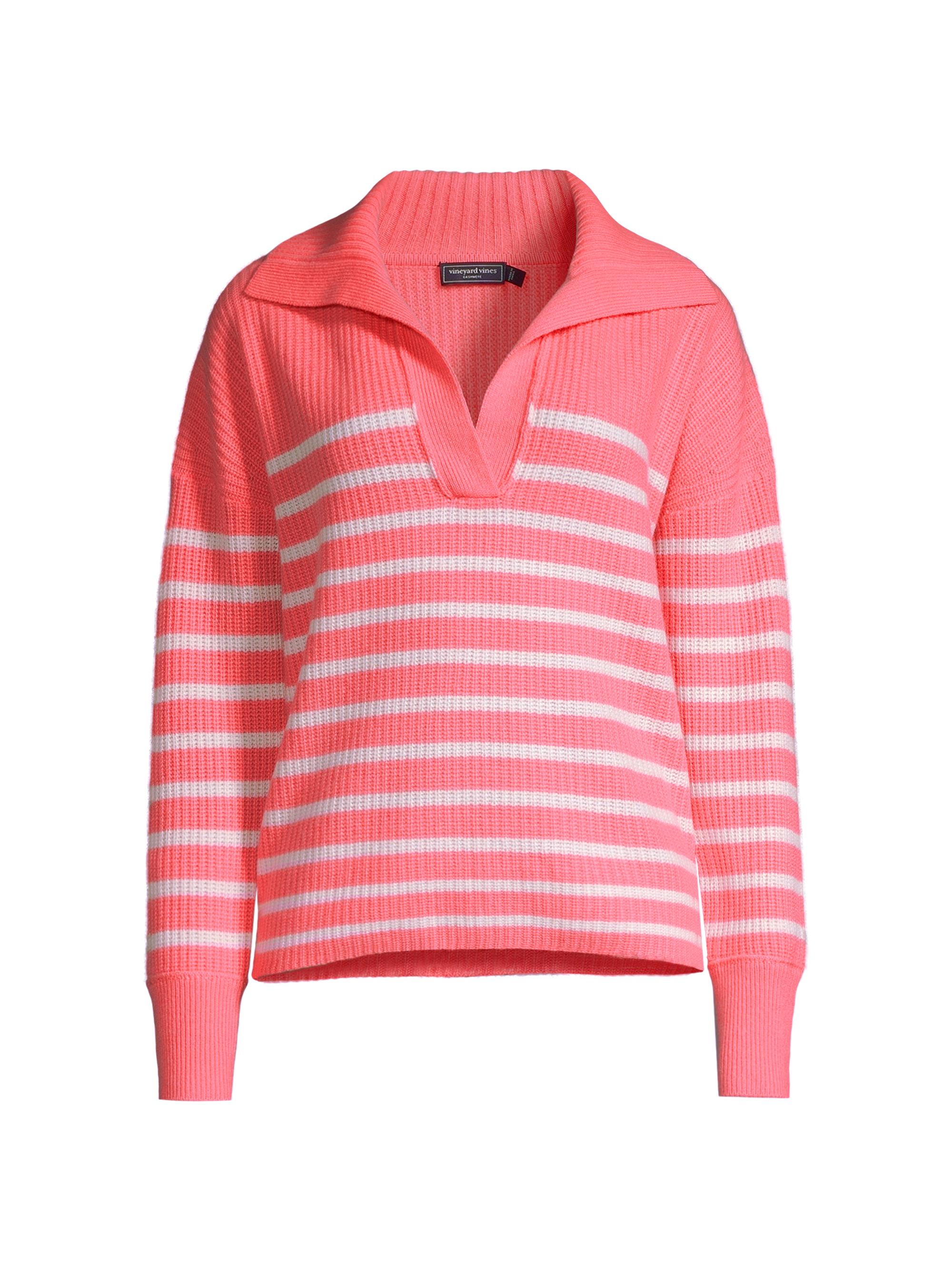 Vineyard Vines Women's Striped Rib-Knit Cashmere Sweater - Cayman