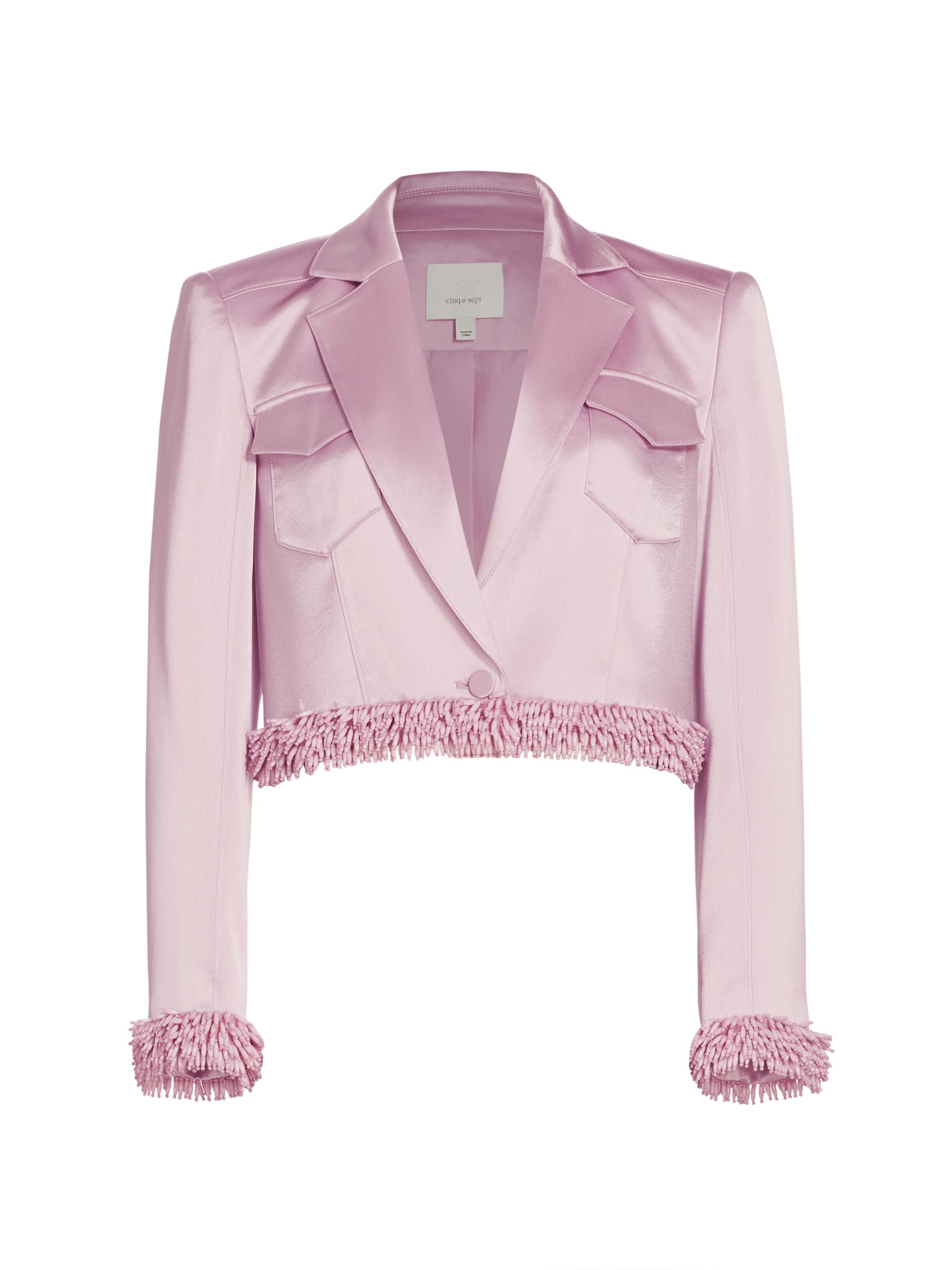 CINQ A SEPT Women's Ida Beaded-Trim Satin Crop Jacket - Wisteria