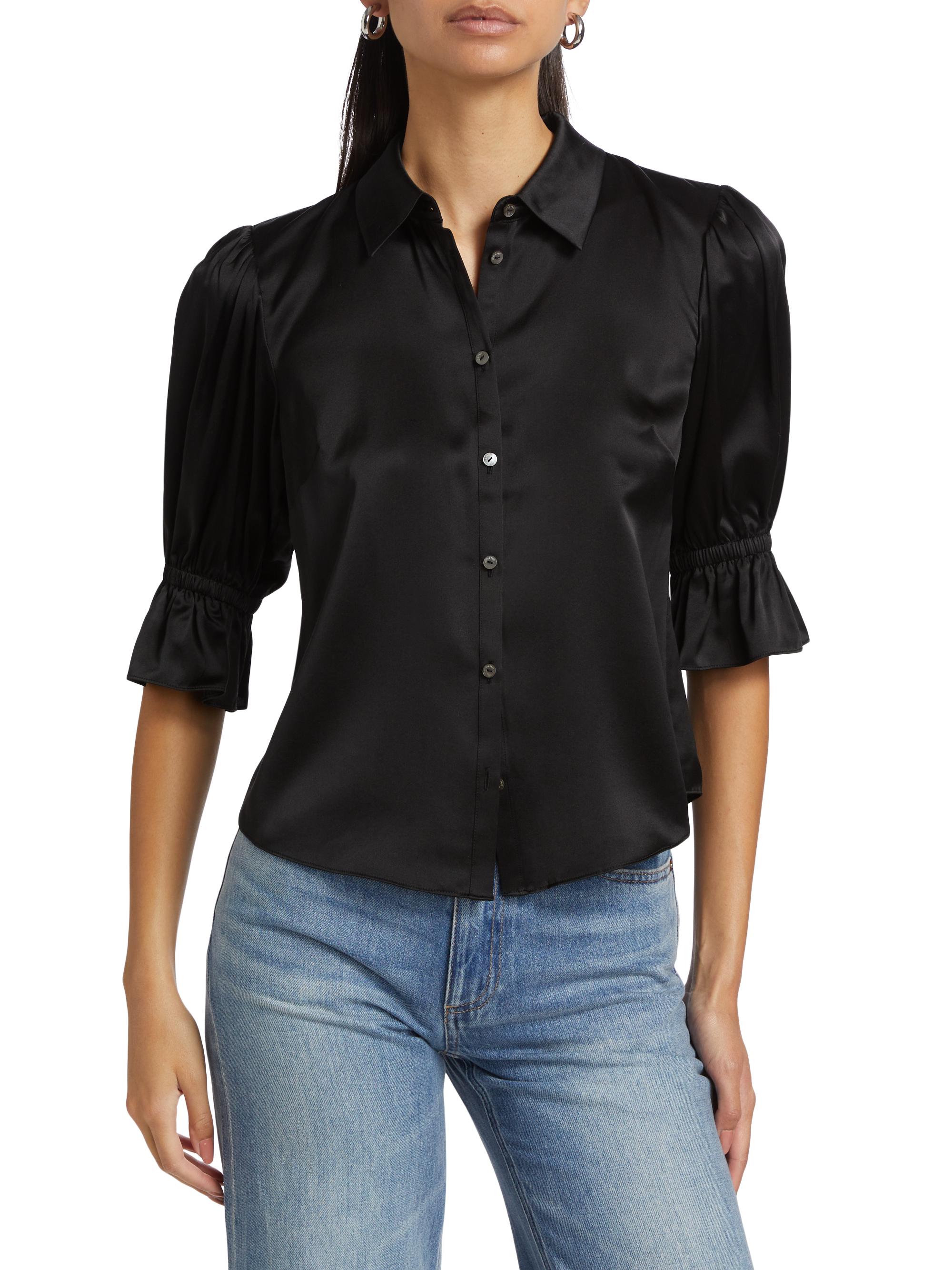 Cinq à Sept Fiona Silk Puff-Sleeve Blouse | Saks Fifth Avenue