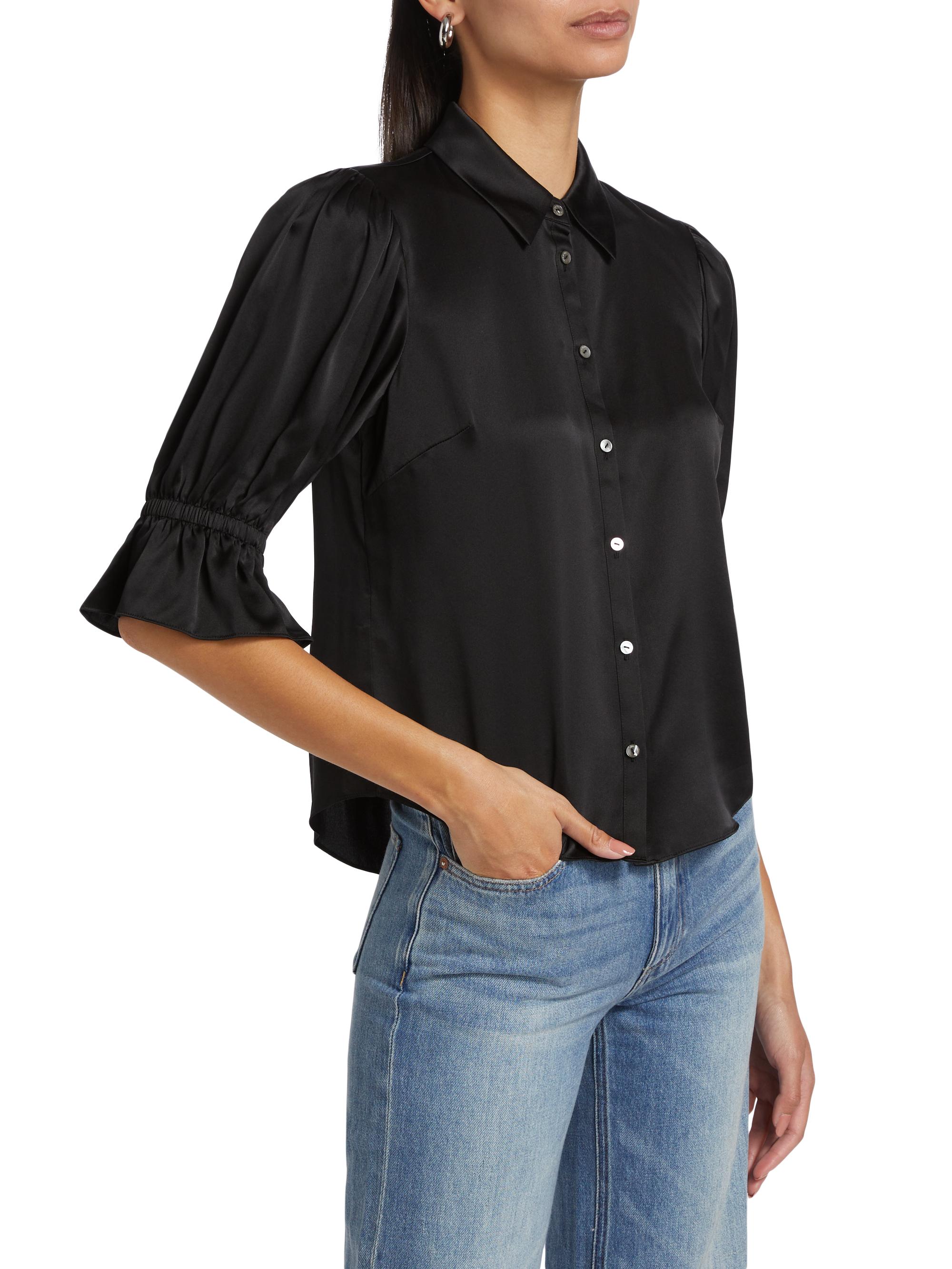 Cinq à Sept Fiona Silk Puff-Sleeve Blouse | Saks Fifth Avenue