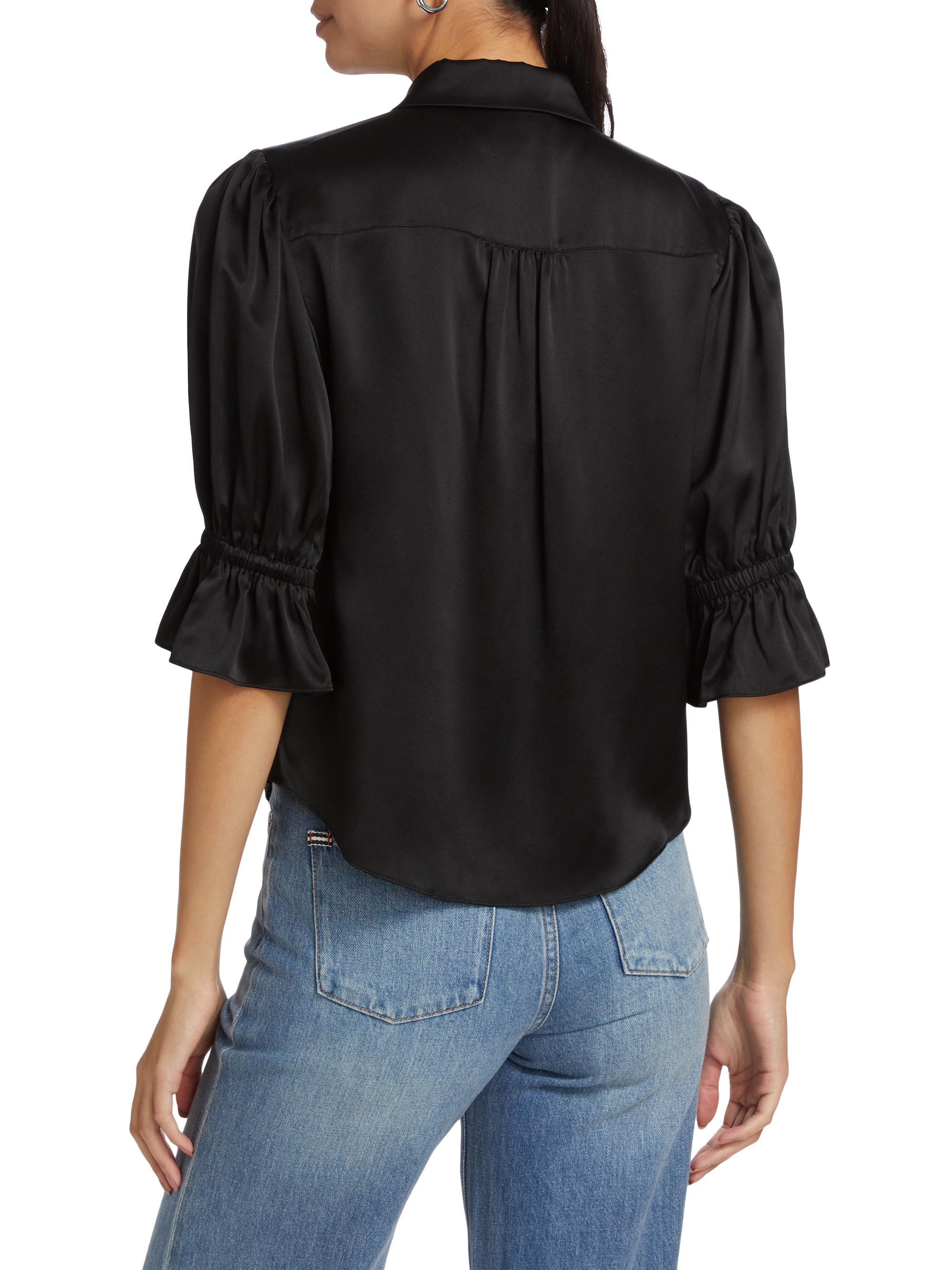 Cinq à Sept Fiona Silk Puff-Sleeve Blouse | Saks Fifth Avenue