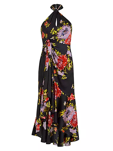Josie Floral High-Low Halterneck Dress