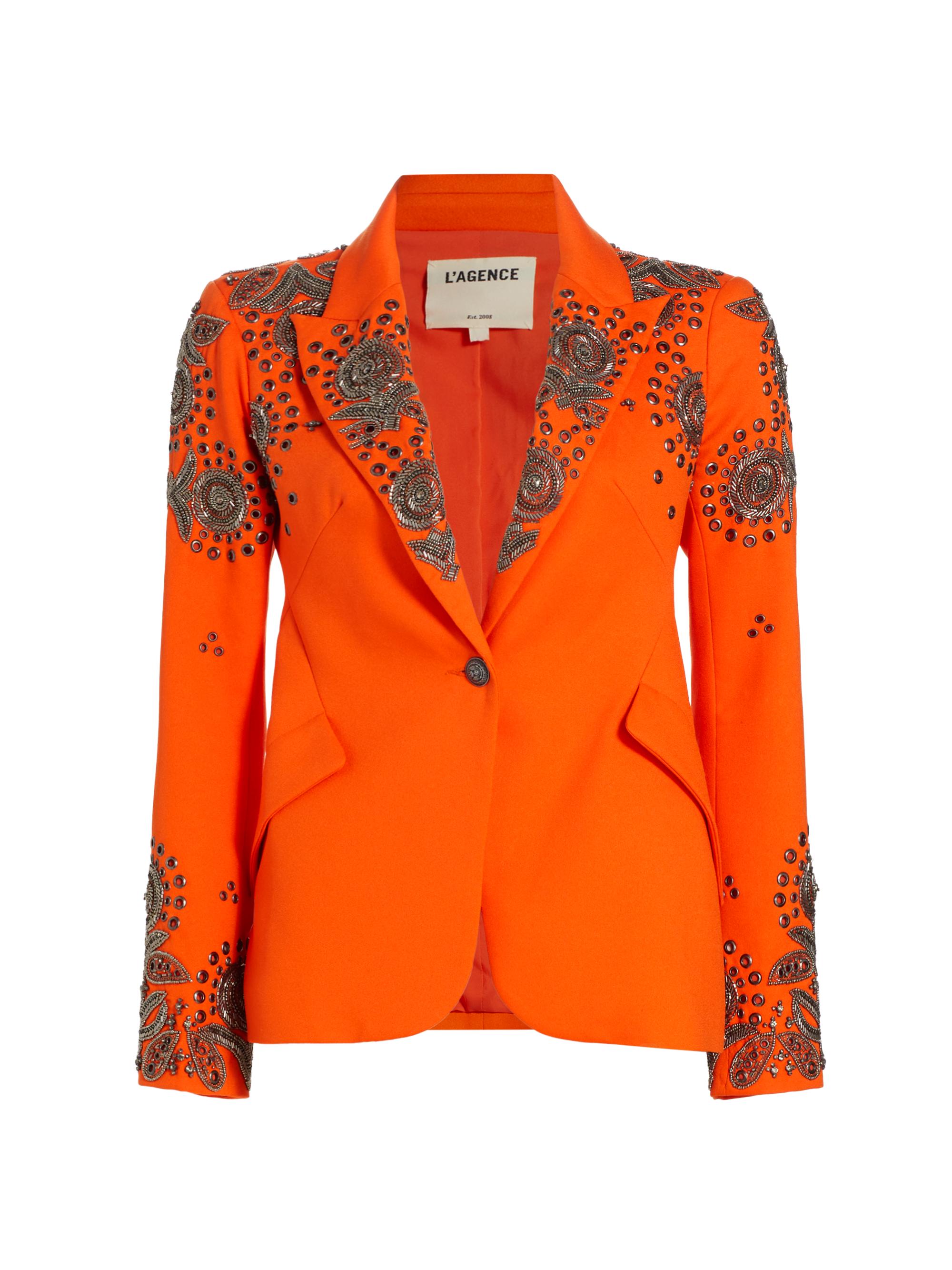 L'AGENCE Women's Chamberlain Embellished Blazer - Marmalade Metallic