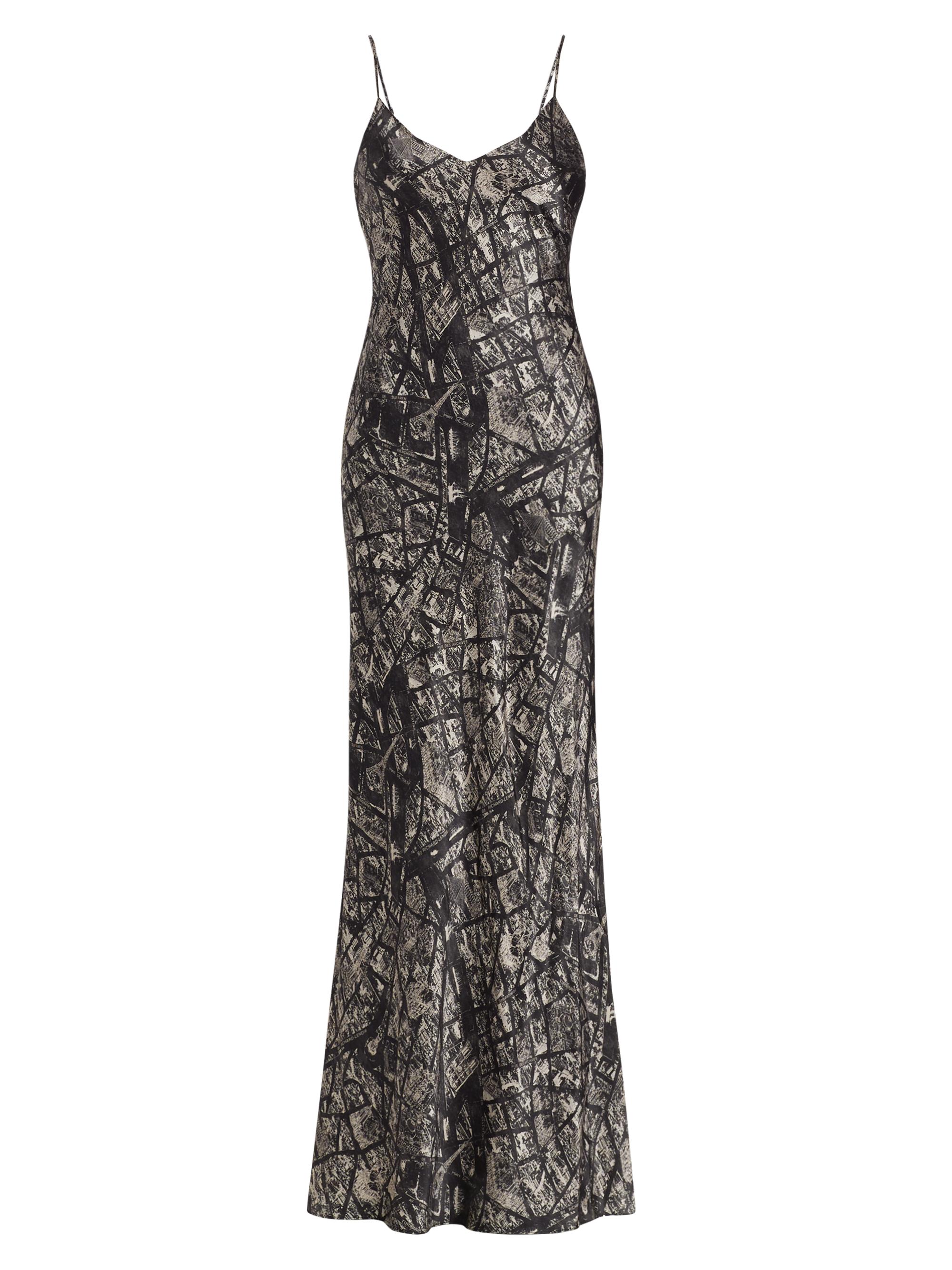 L'AGENCE Women's Serita Geometric Silk Slipdress - Black Ecru Map Of Paris