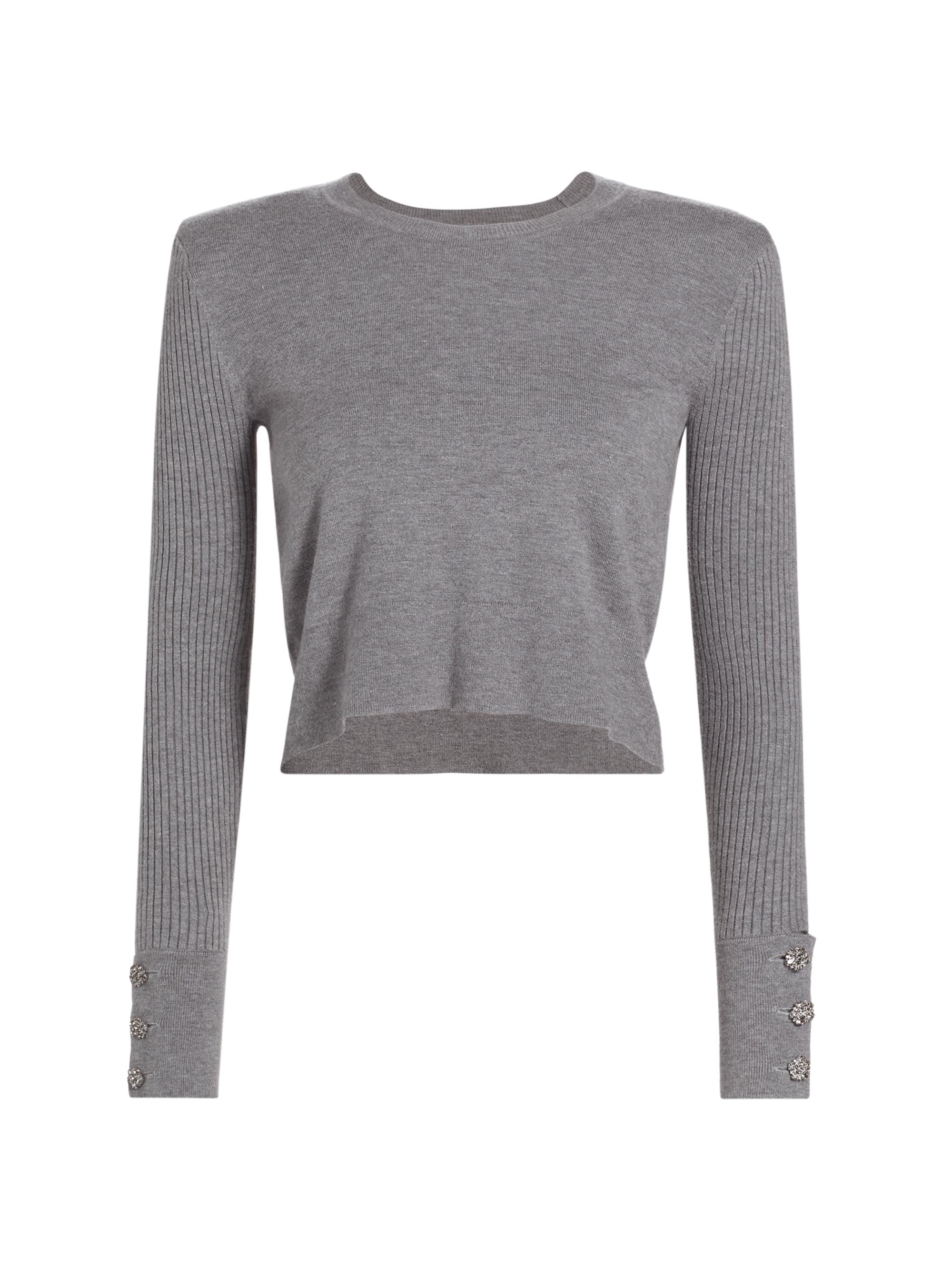 L'AGENCE Women's Sky Crewneck Crop Sweater - Heather Grey
