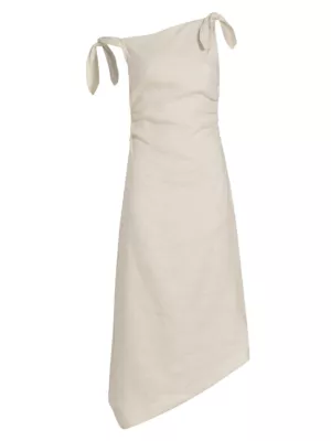 SIR. Women's Affogato Linen Tie-Shoulder Maxi Dress - Ecru