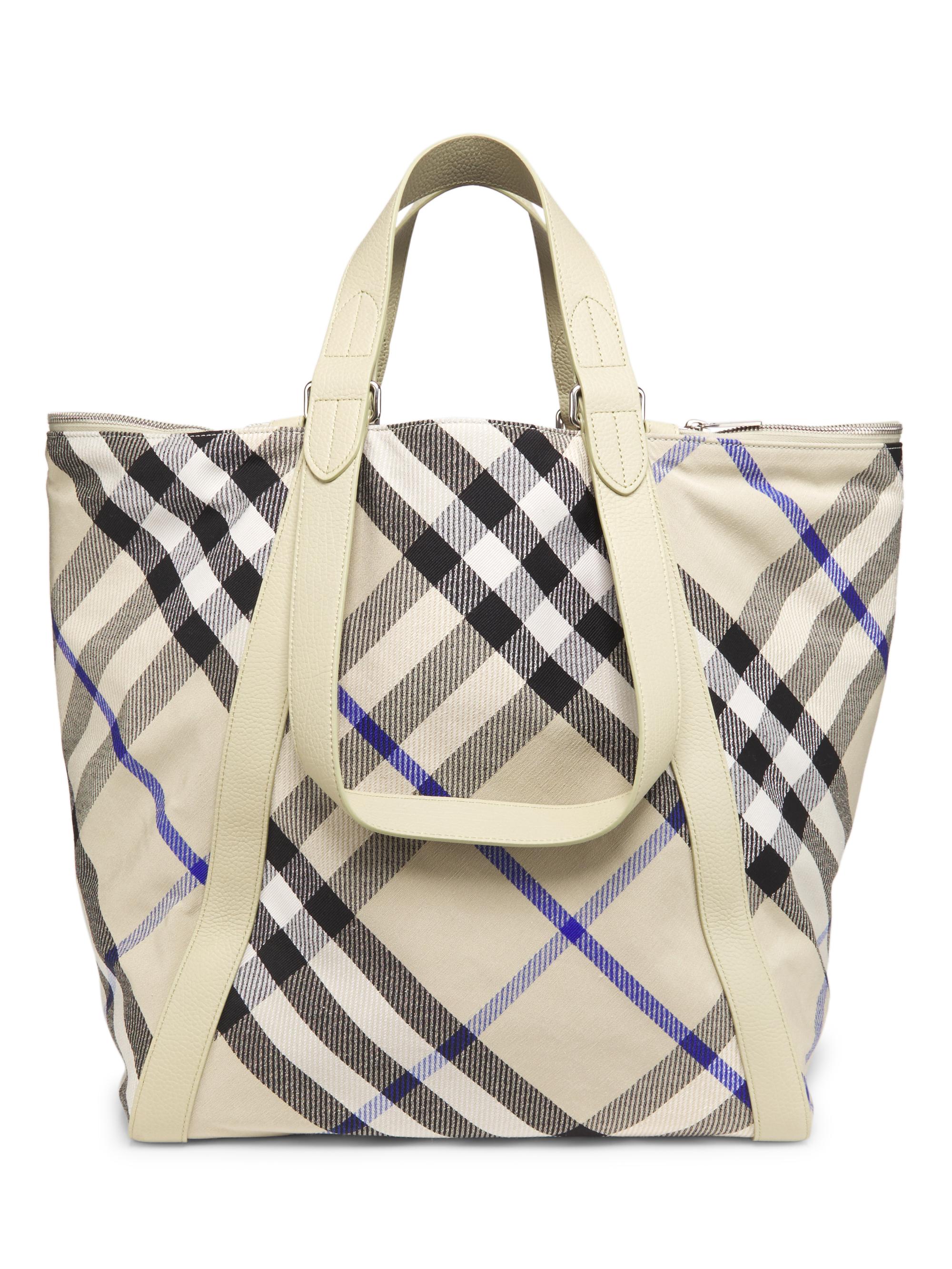 Burberry Women's Festival Check Jacquard Tote Bag - Lichen