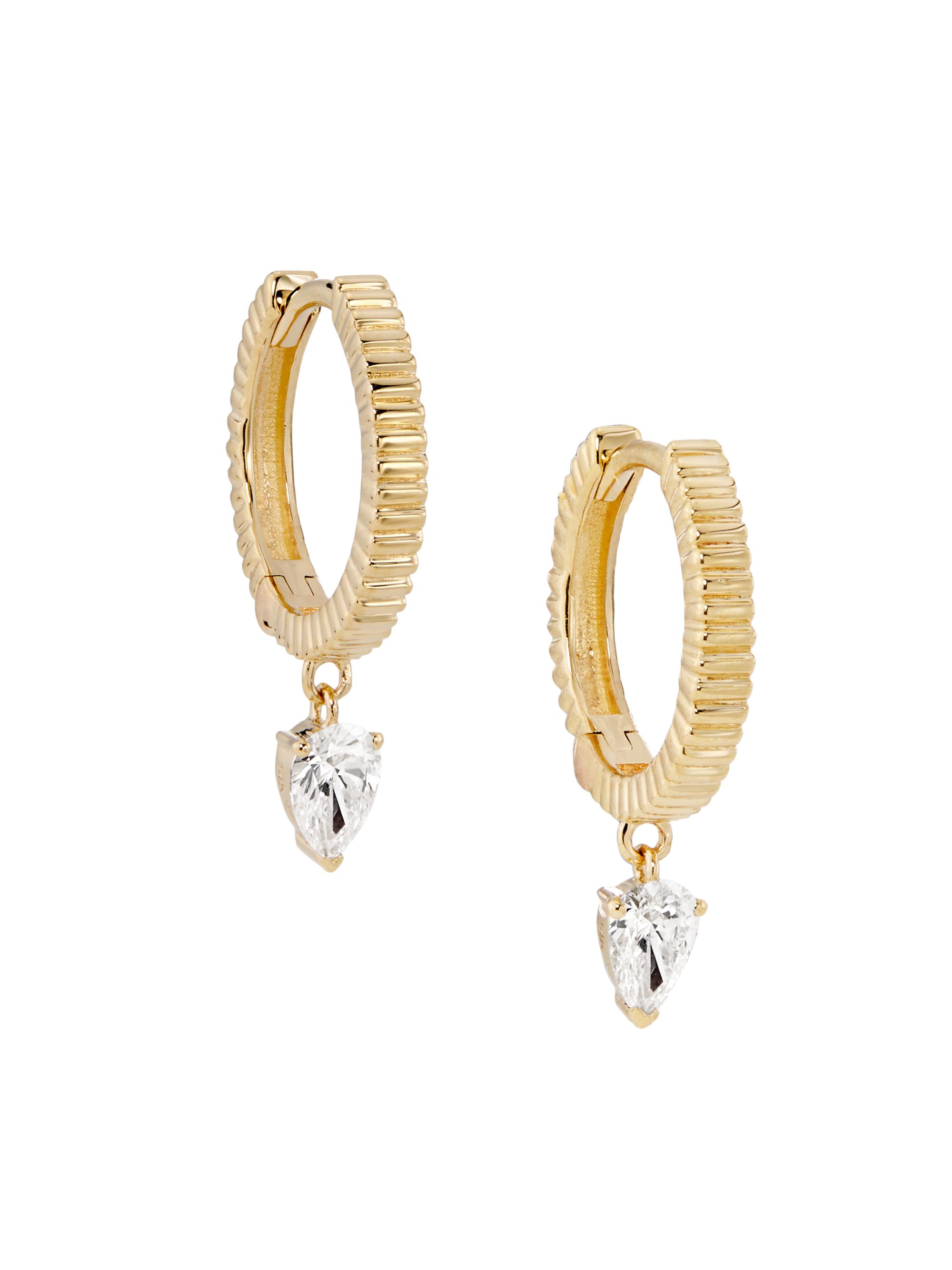 Saks Fifth Avenue Collection Women's 14K Yellow Gold & 0.20 TCW Diamond Huggie Hoop Earrings - Yellow Gold