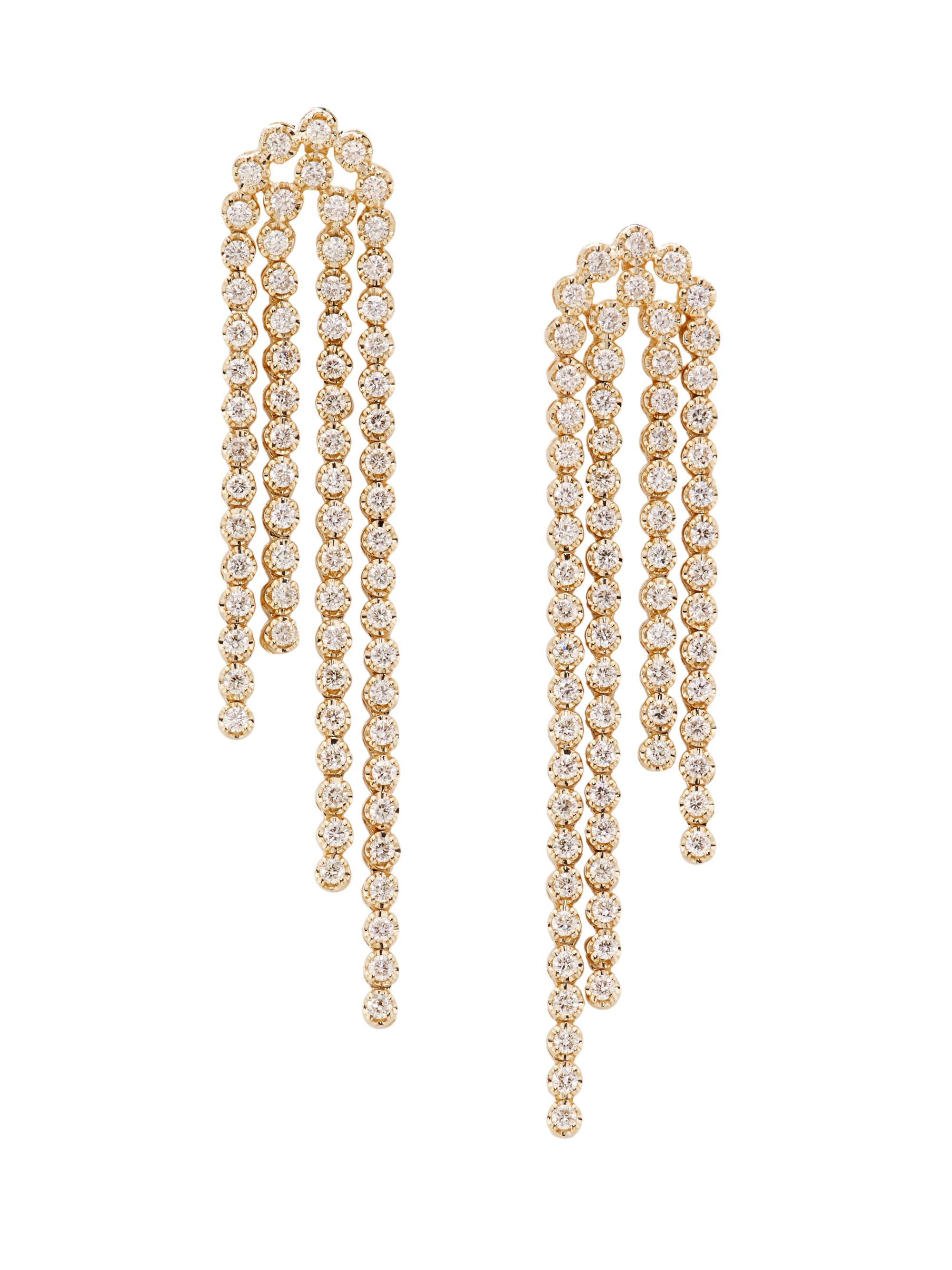 Saks Fifth Avenue Collection Women's 14K Yellow Gold & 1.39 TCW Diamond Tassel Earrings - Yellow Gold