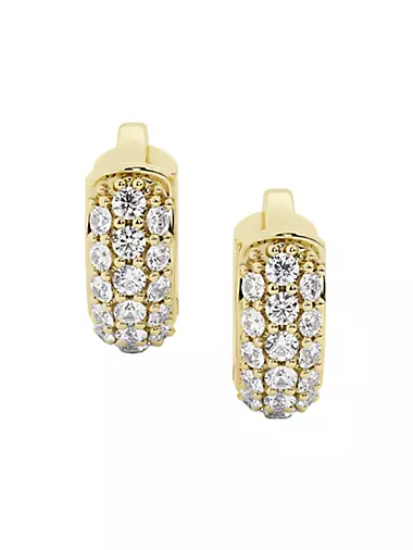 14K Yellow Gold & 0.20 TCW Lab-Grown Diamond Huggie Hoop Earrings