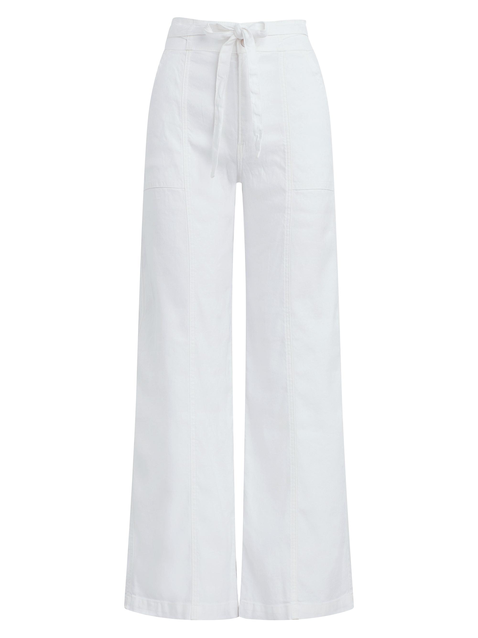 Hudson Jeans Women's Linen-Blend Wide-Leg Pants - White