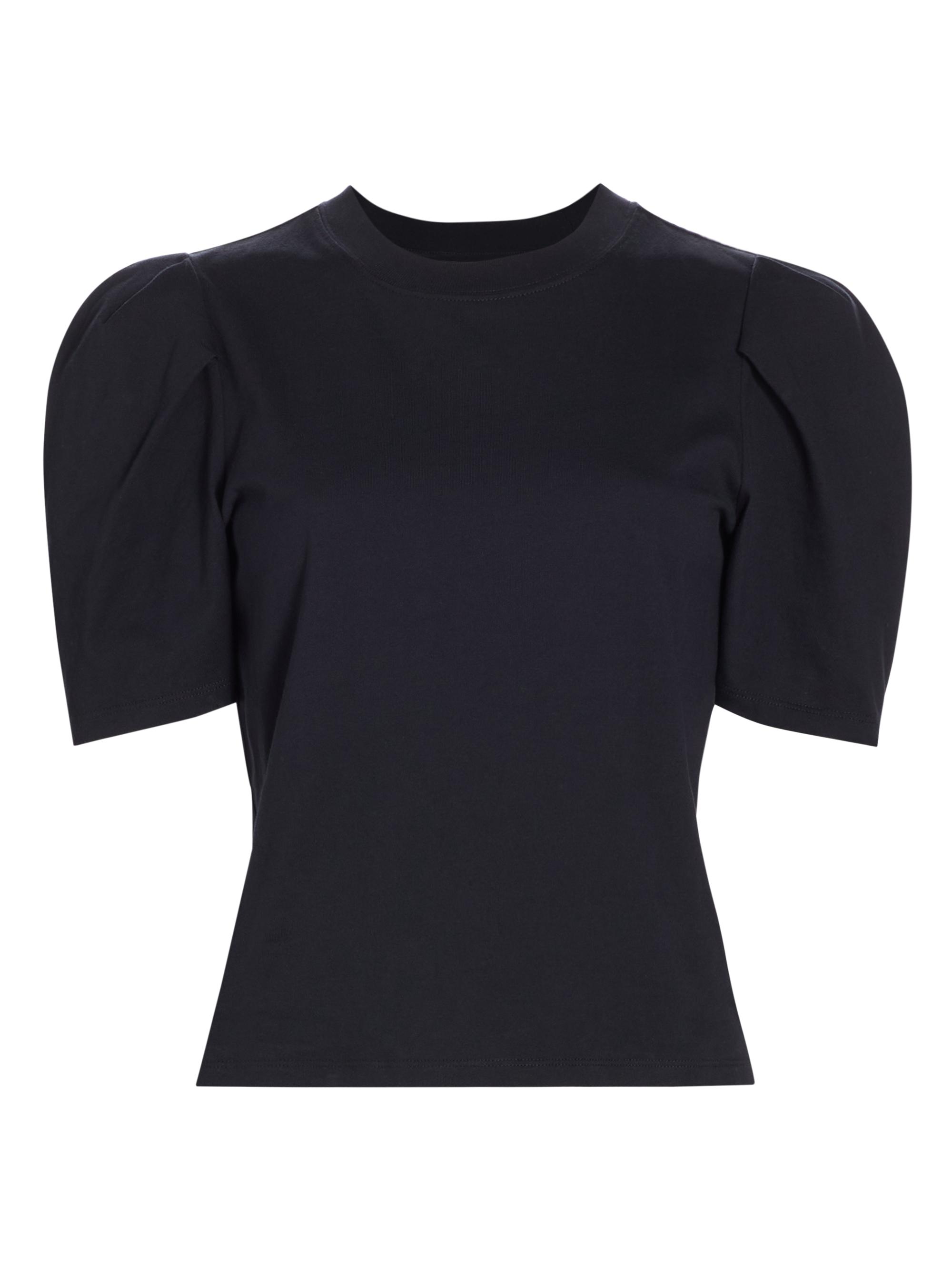 Frame Women's Draped Femme Puff-Sleeve T-Shirt - Navy
