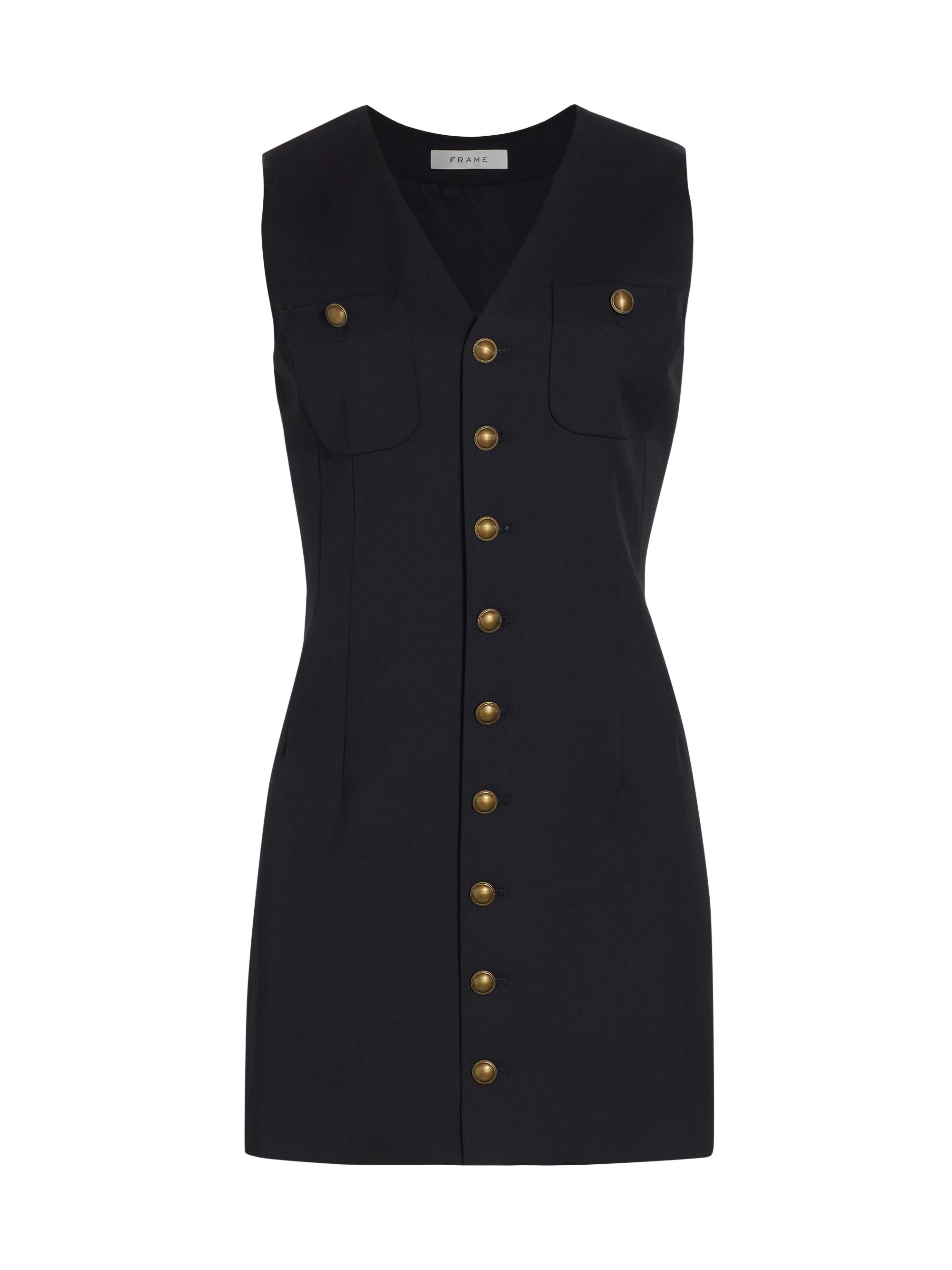 Frame Women's Button-Front Stretch-Wool Minidress - Navy