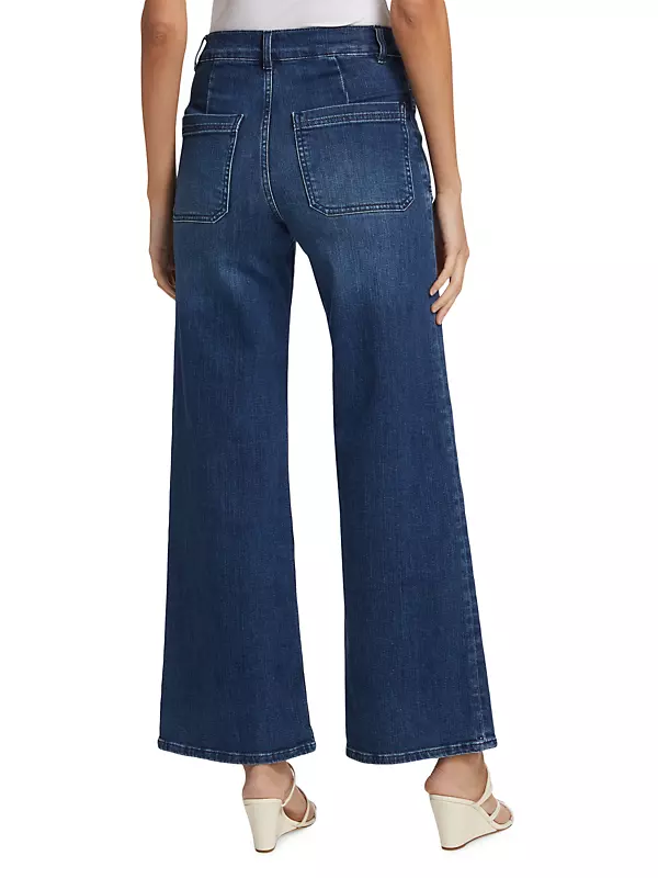 Women's Plus Size Jeans, Pintuck Striped Bell Bottoms High Stretch Elegant  Flare Leg Denim Pants