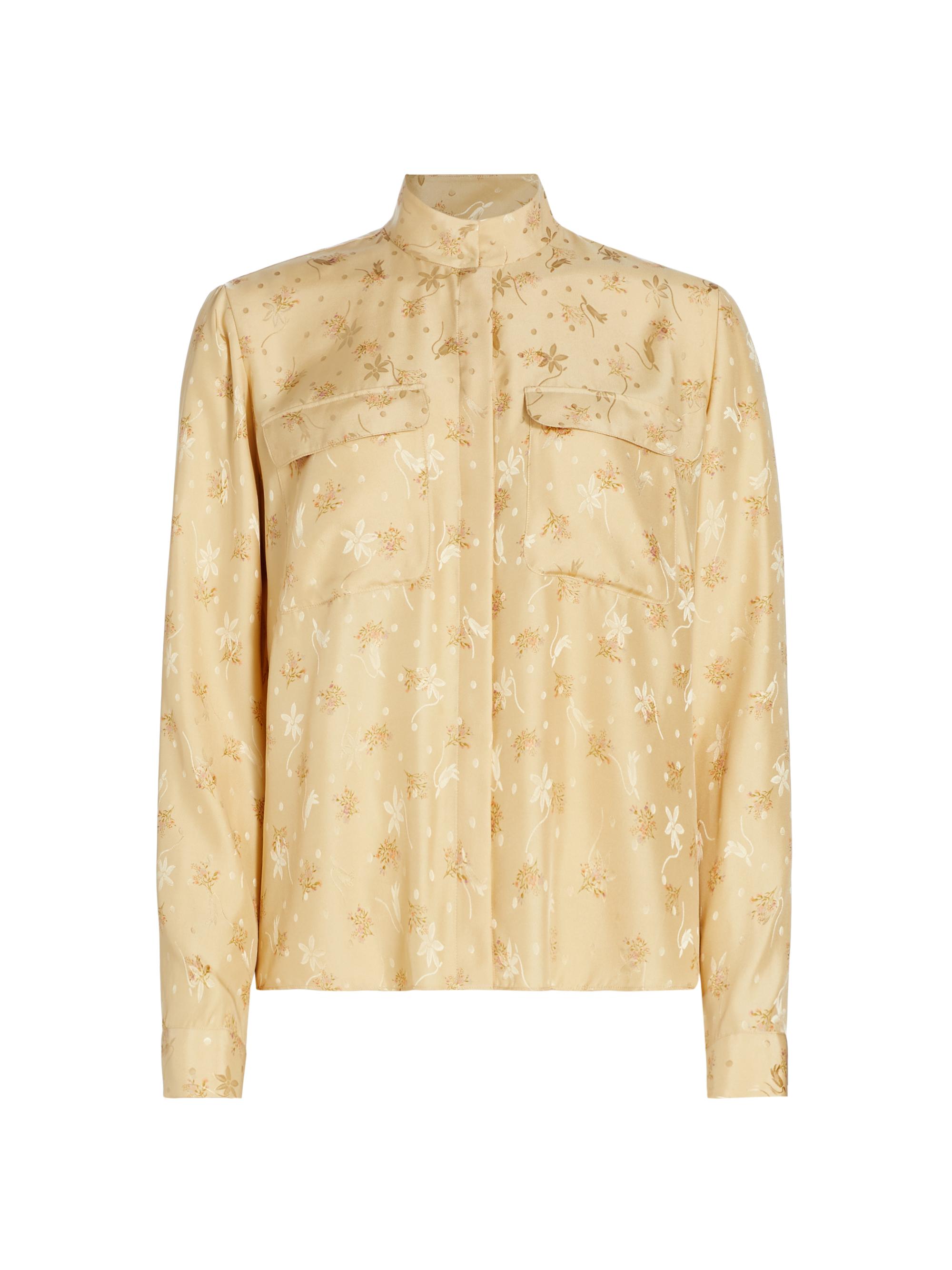 FRAME Women's Silk Jacquard Button-Front Blouse - Golden Floral
