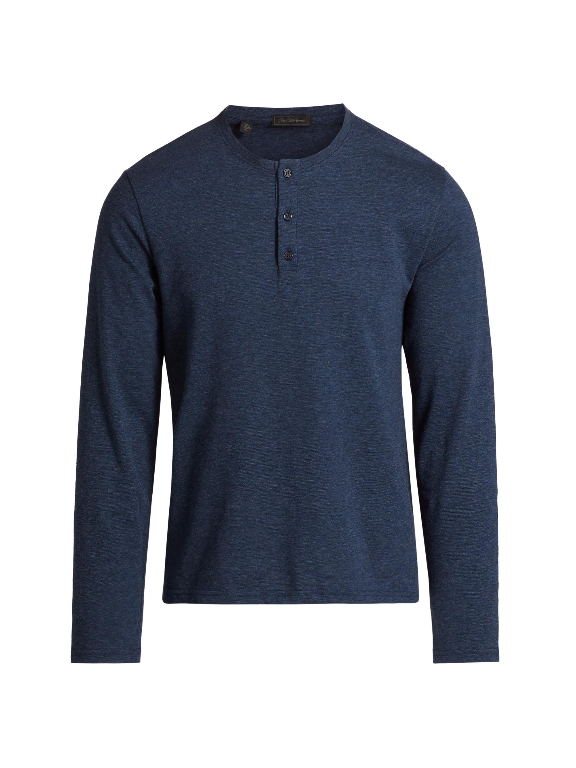 Saks Fifth Avenue Men's COLLECTION Heathered Long-Sleeve Henley - Navy