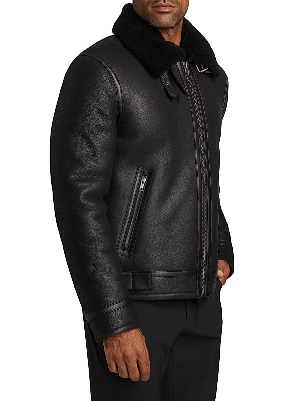 Shop Saks Fifth Avenue COLLECTION Leather Aviator Jacket Shop Saks Fifth Avenue COLLECTION Leather Aviator Jacket