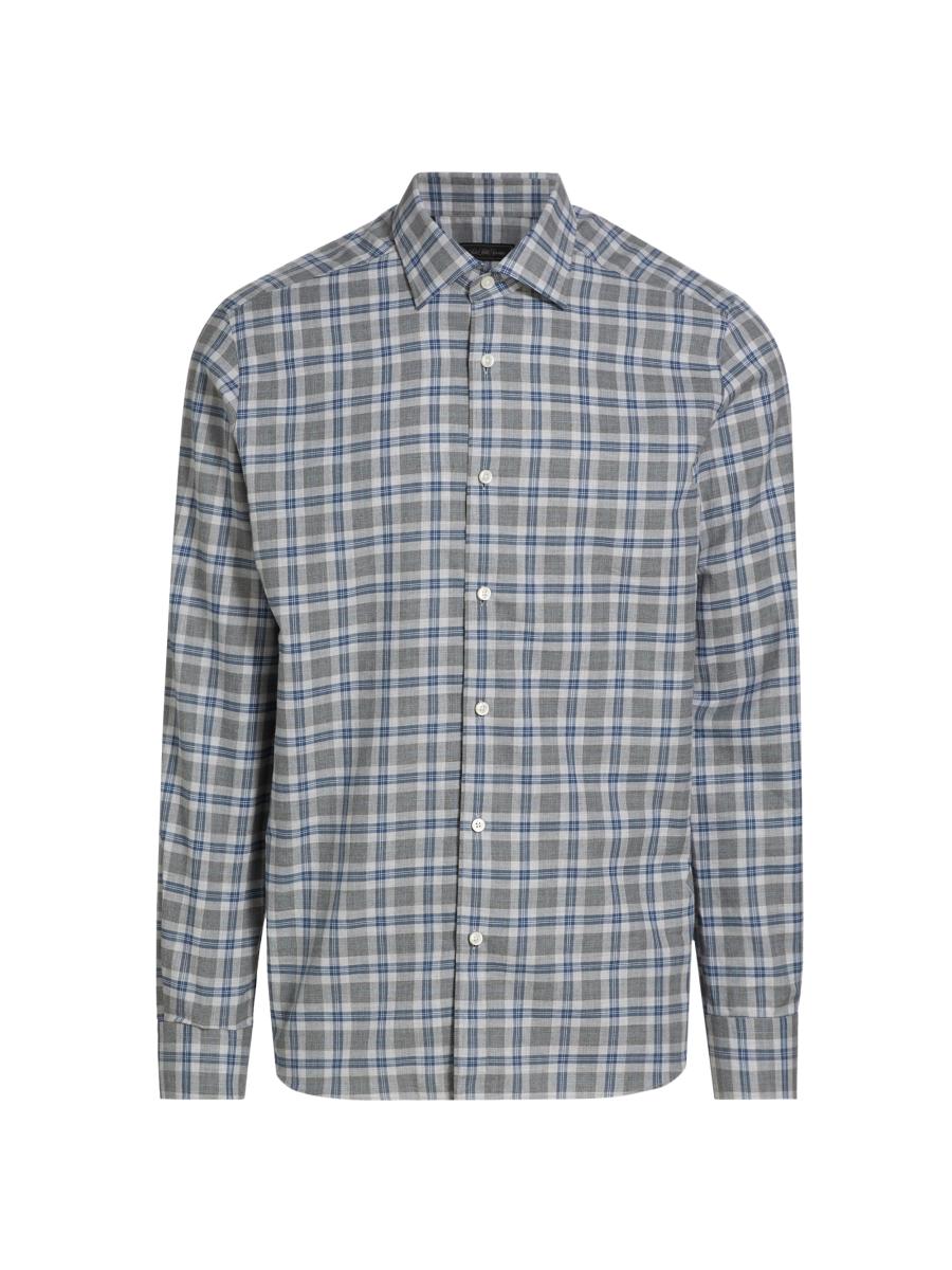 Shop Saks Fifth Avenue COLLECTION Plaid Long-Sleeve Woven Shirt 