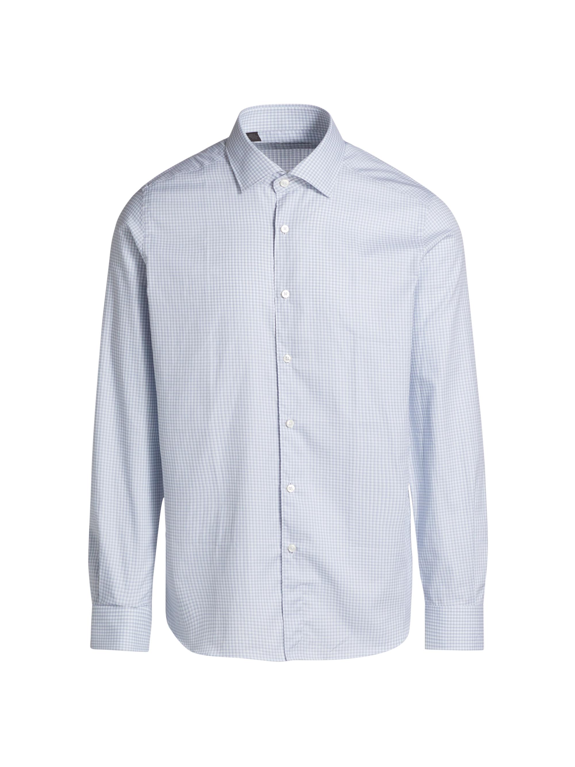 Saks Fifth Avenue Men's COLLECTION Check Cotton Long-Sleeve Shirt - Light Blue
