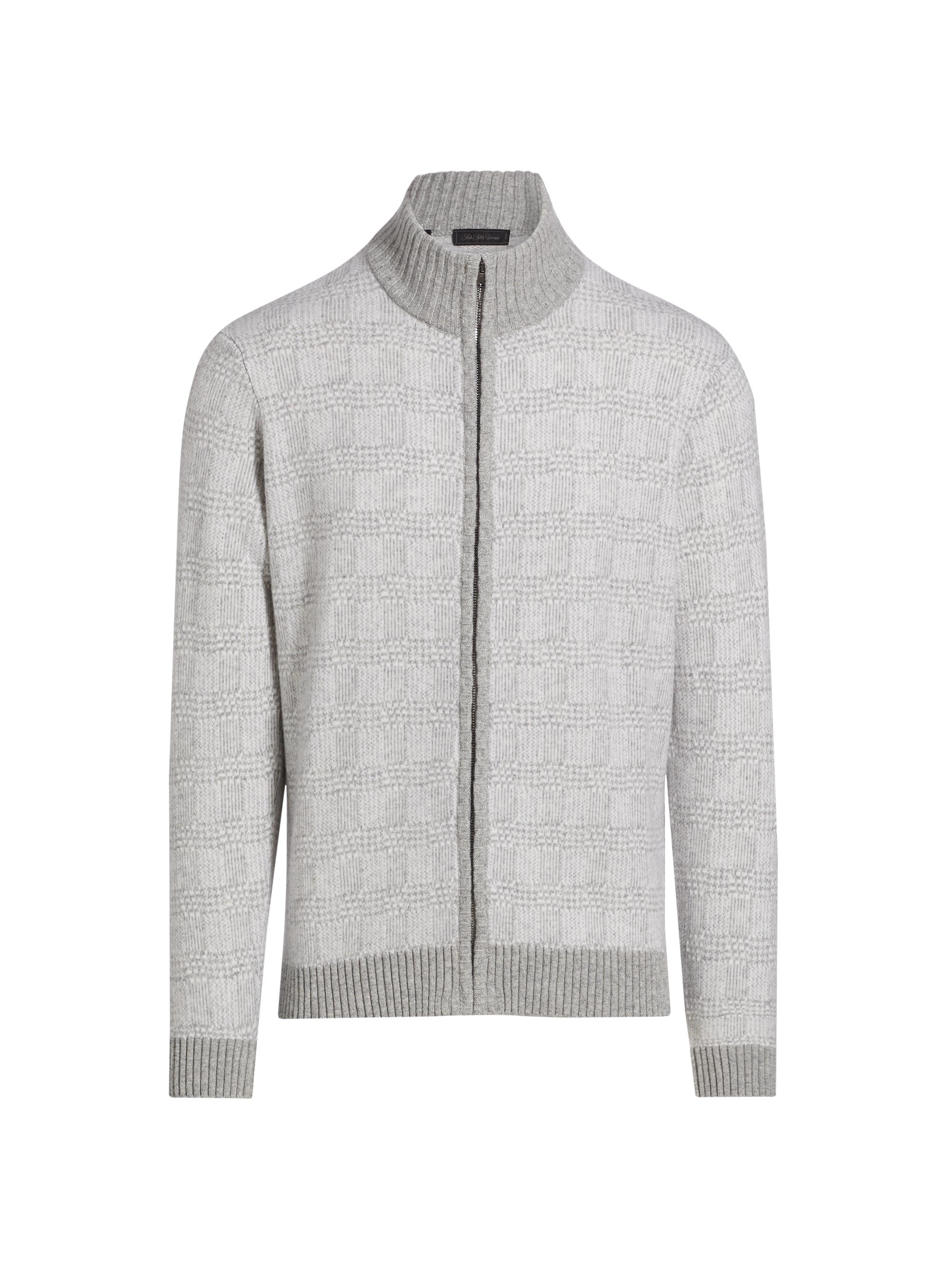 Saks Fifth Avenue Men's COLLECTION Jacquard Full-Zip Sweater - Grey