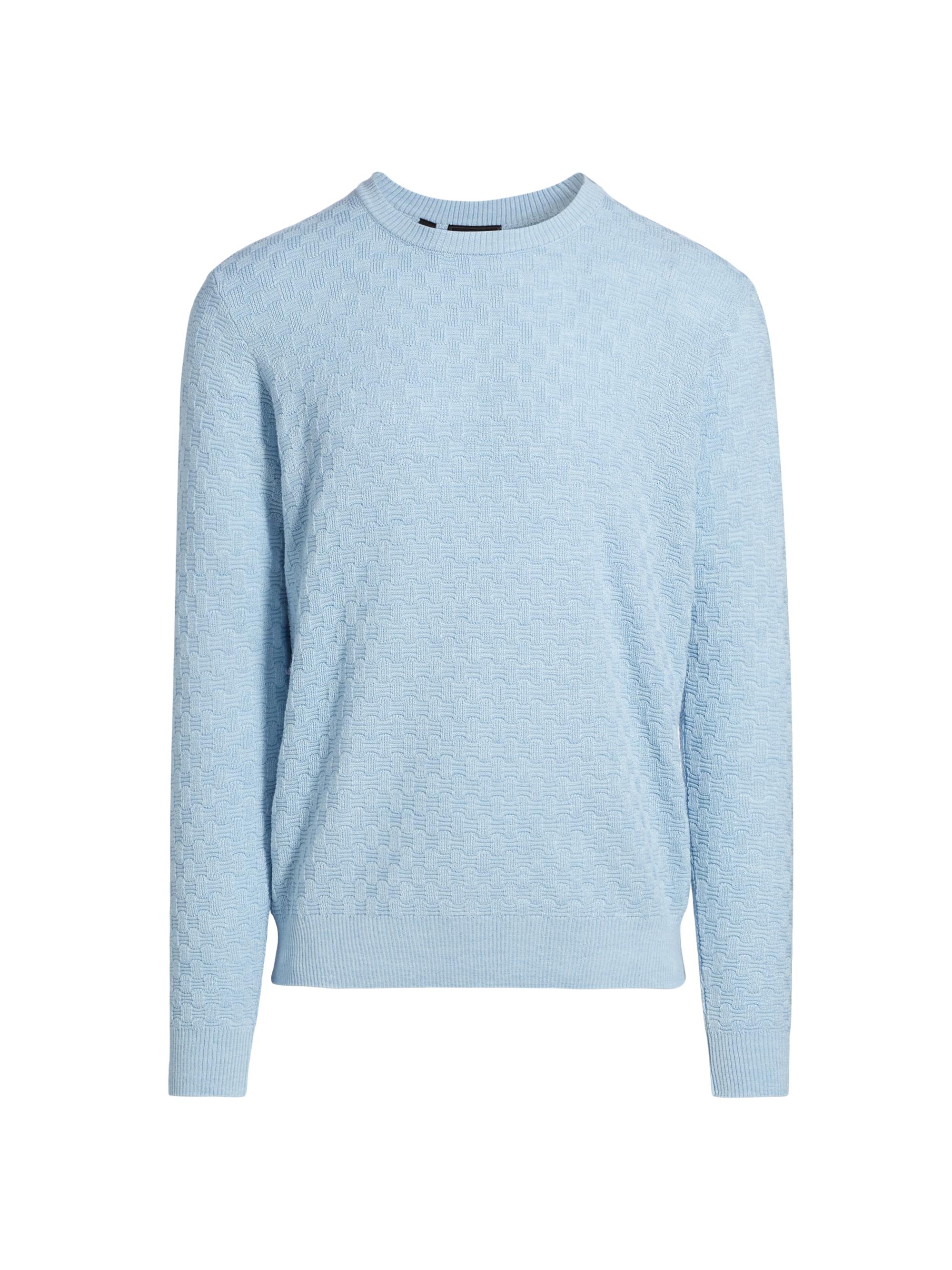 Saks Fifth Avenue Men's COLLECTION Box Stitch Crewneck Sweater - Light Blue