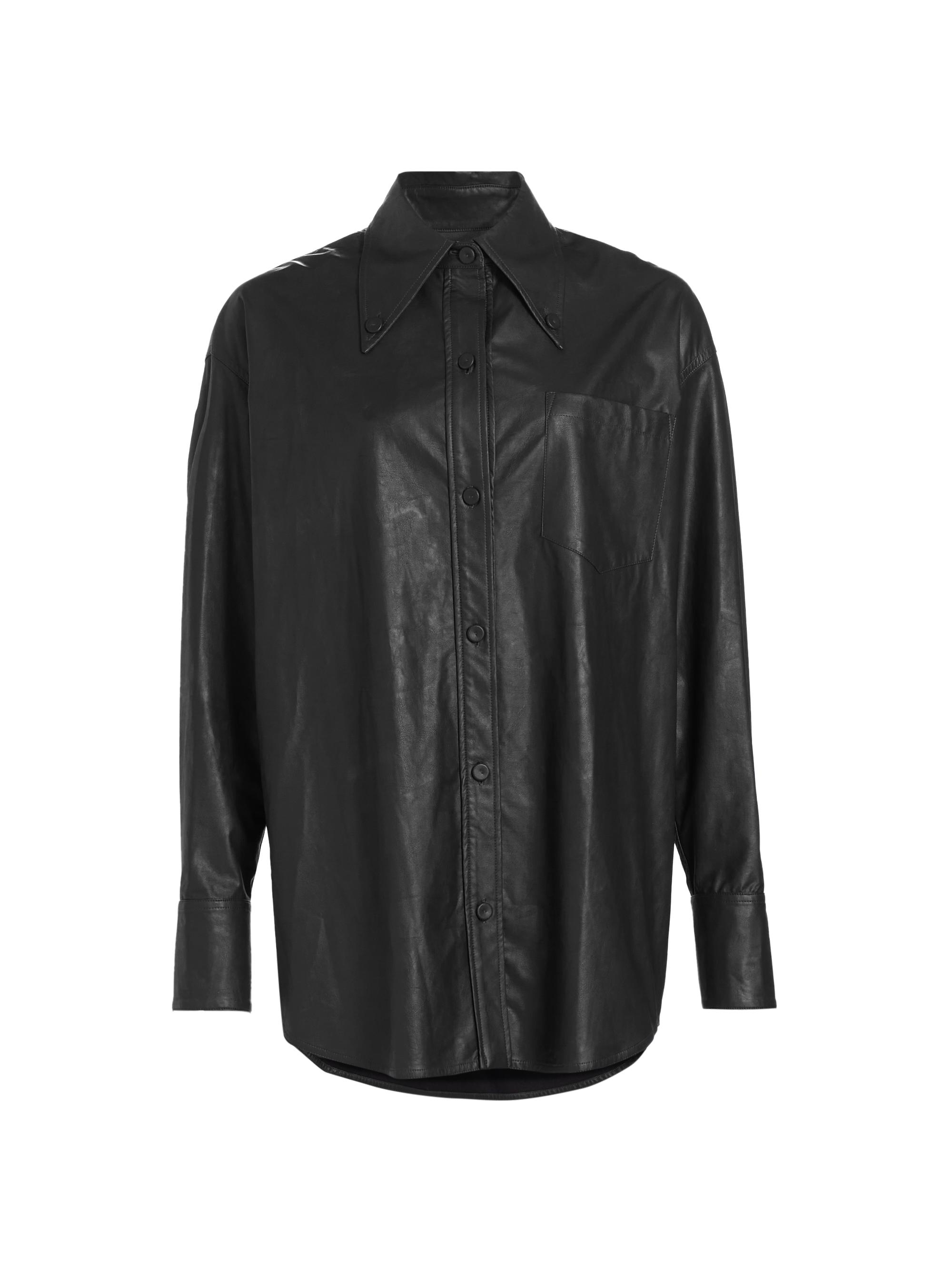 anOnlyChild Women's Sunday Scaries Annotto Vegan Leather Shirt - Black