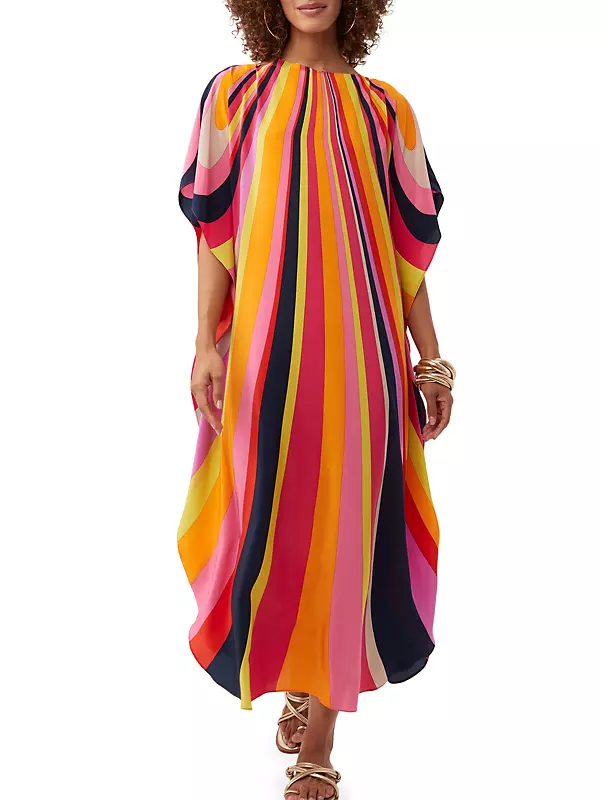 Shop Trina Turk Jalani Striped Cotton Maxi Caftan Dress