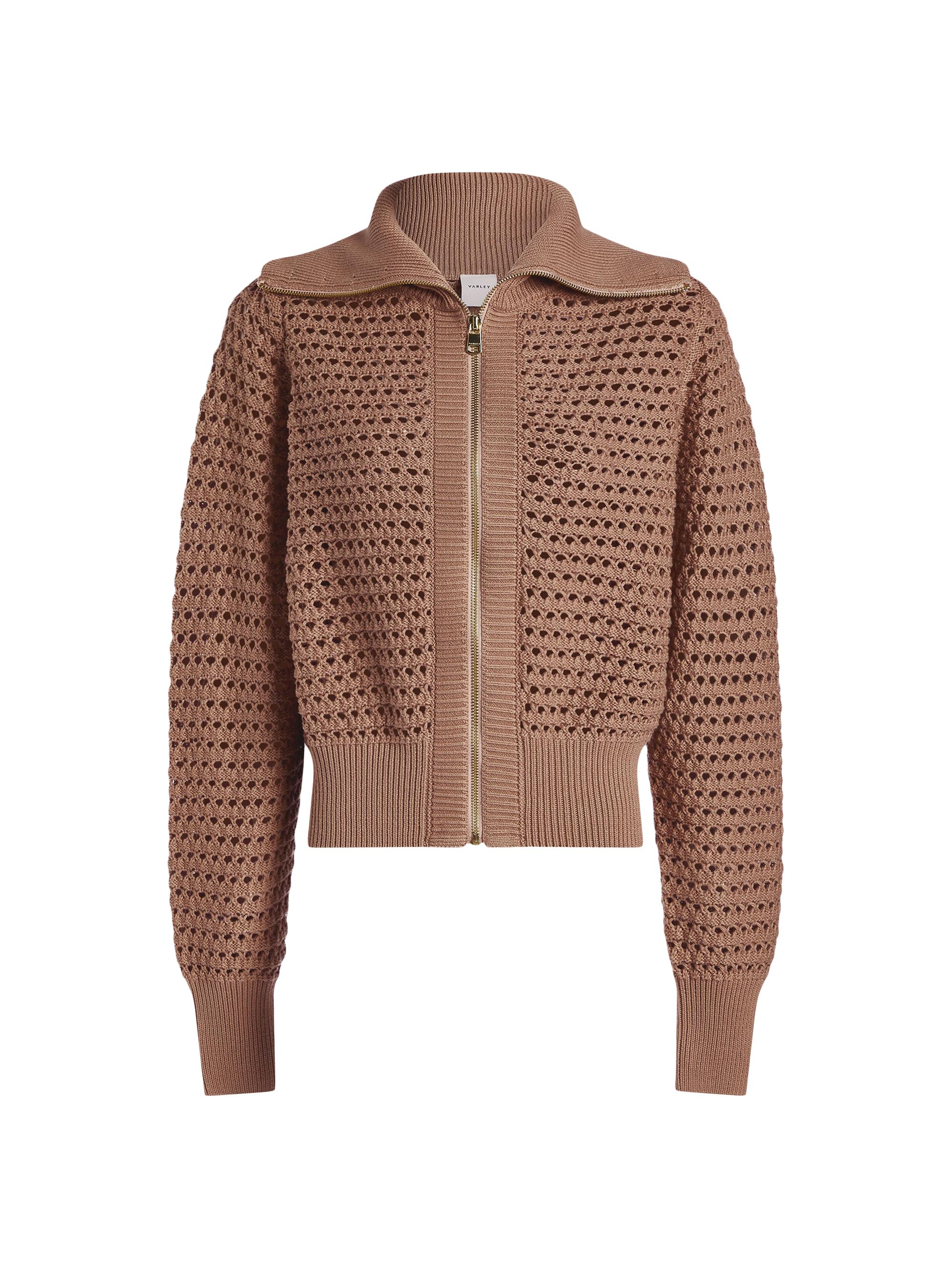 Varley Women's Eloise Cotton Open-Knit Zip Cardigan - Warm Taupe