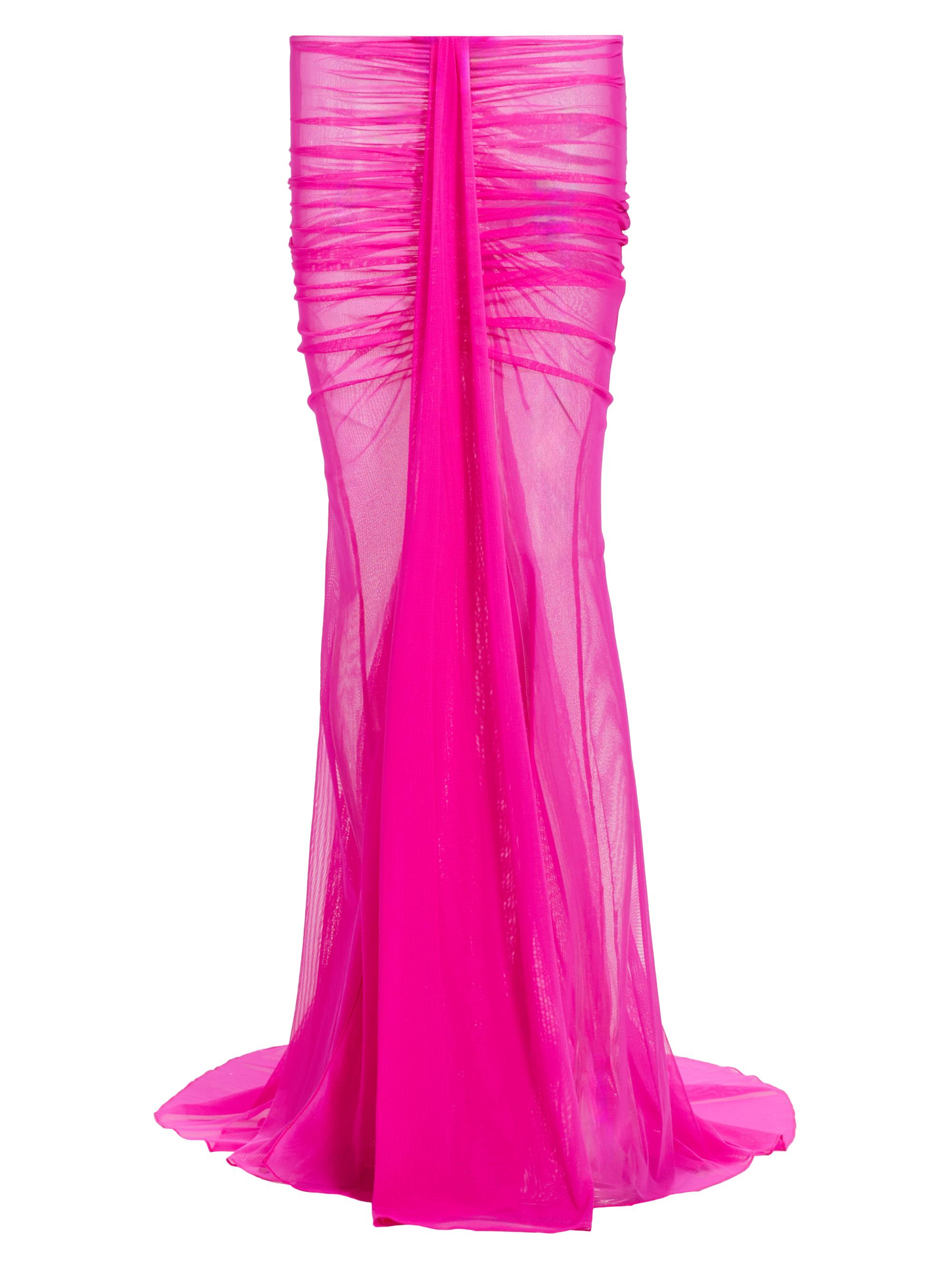LaQuan Smith Women's Mesh Draped Maxi Skirt - Fuschia