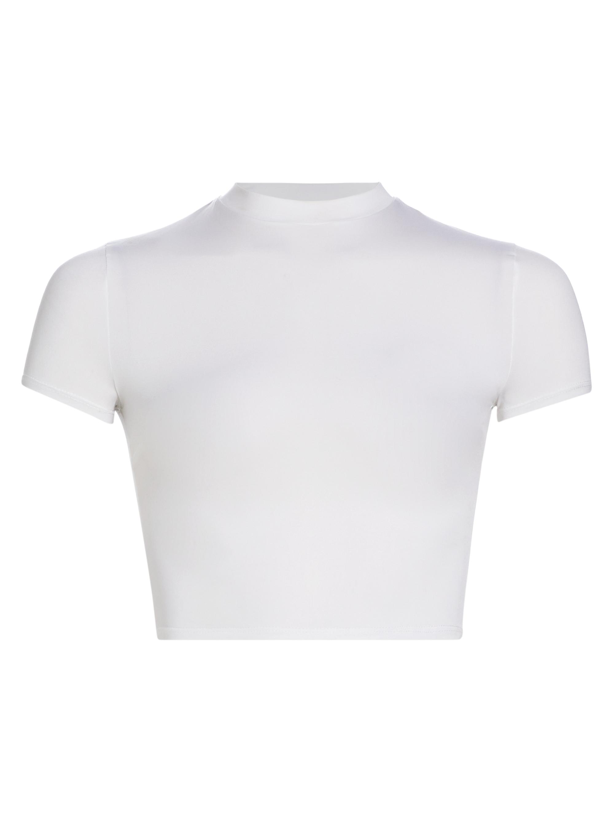 LaQuan Smith Women's Stretch Cotton Crop Tee - White