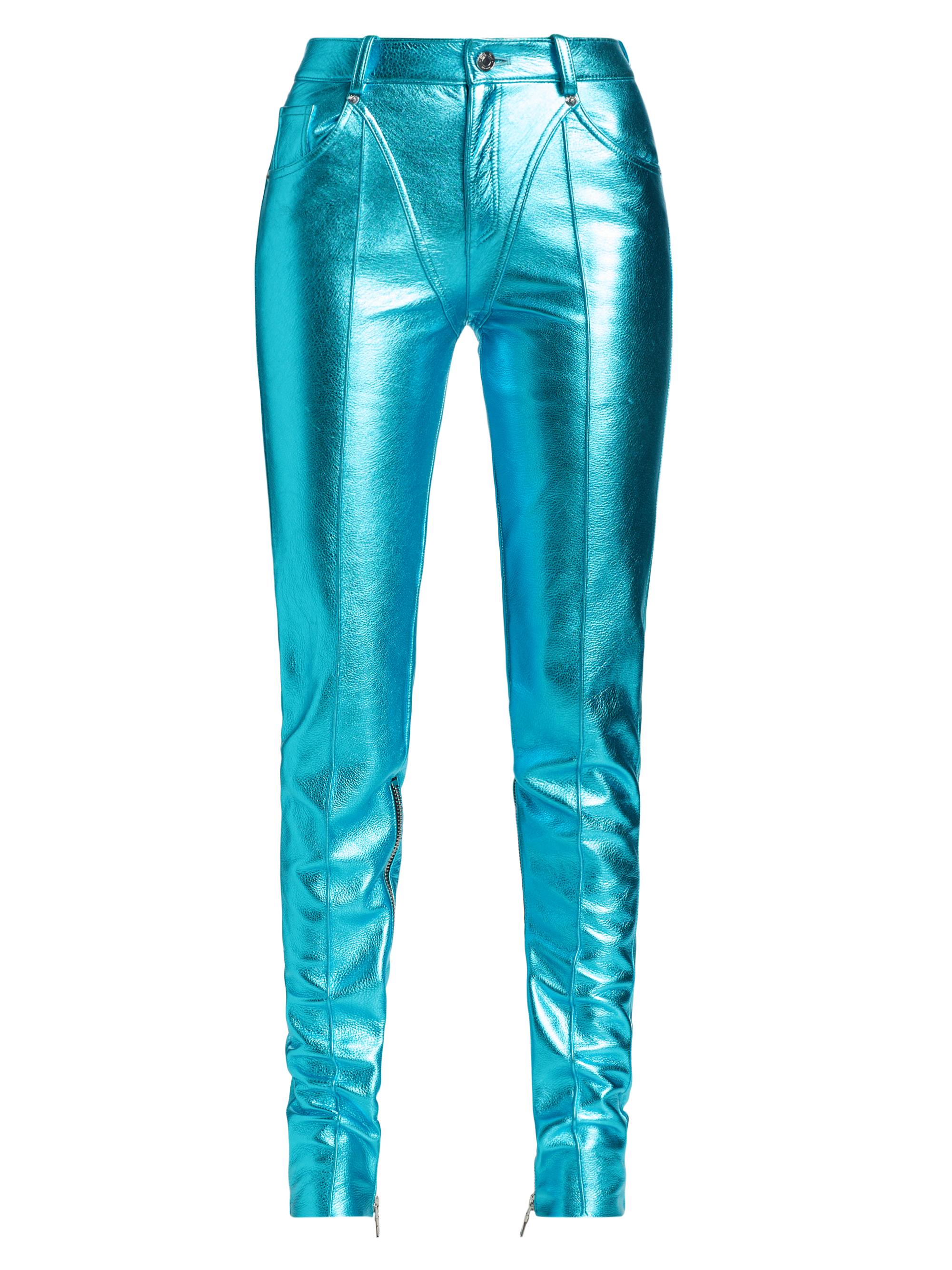 LaQuan Smith Women's Zipper-Detailed Metallic Leather Tapered Pants - Aqua