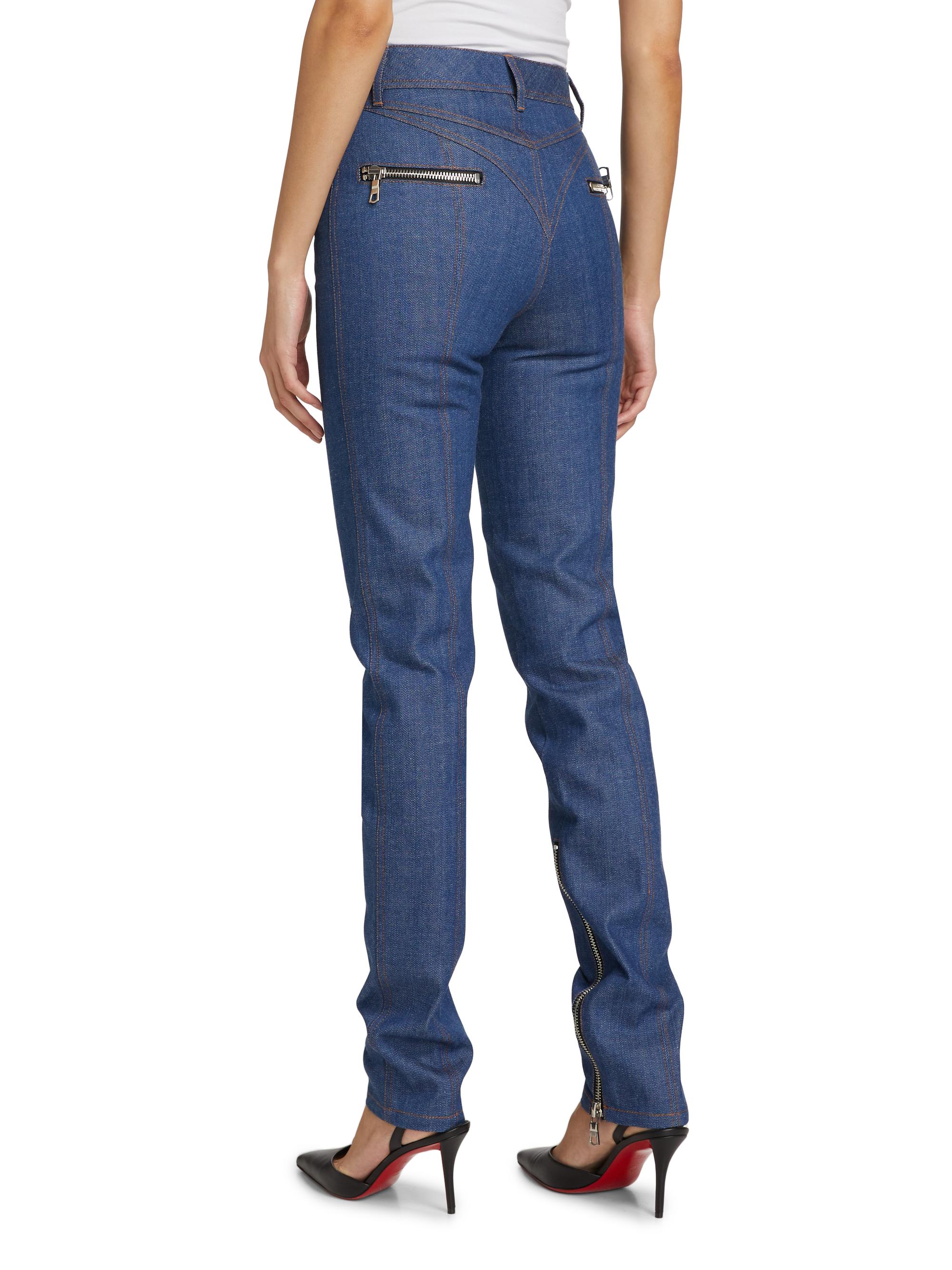 LaQuan Smith Zipper-Detail Tapered Denim Pants | Saks Fifth Avenue