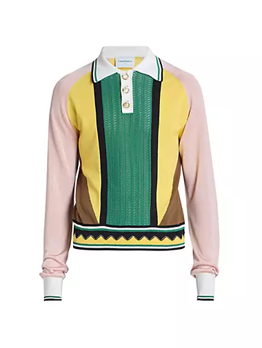 Graphic Long-Sleeve Polo Sweater