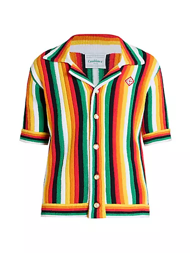 Striped Towelling Camp Shirt