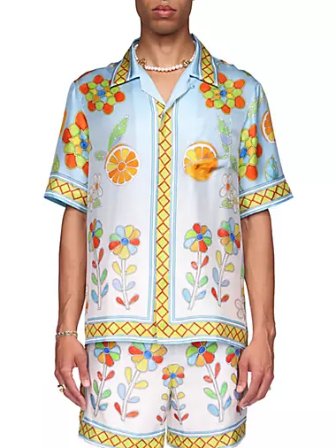 Stained Glass Print Silk Shirt