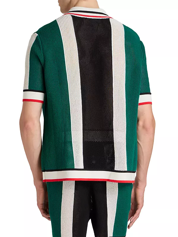 Shop Casablanca Striped Mesh Camp Shirt | Saks Fifth Avenue
