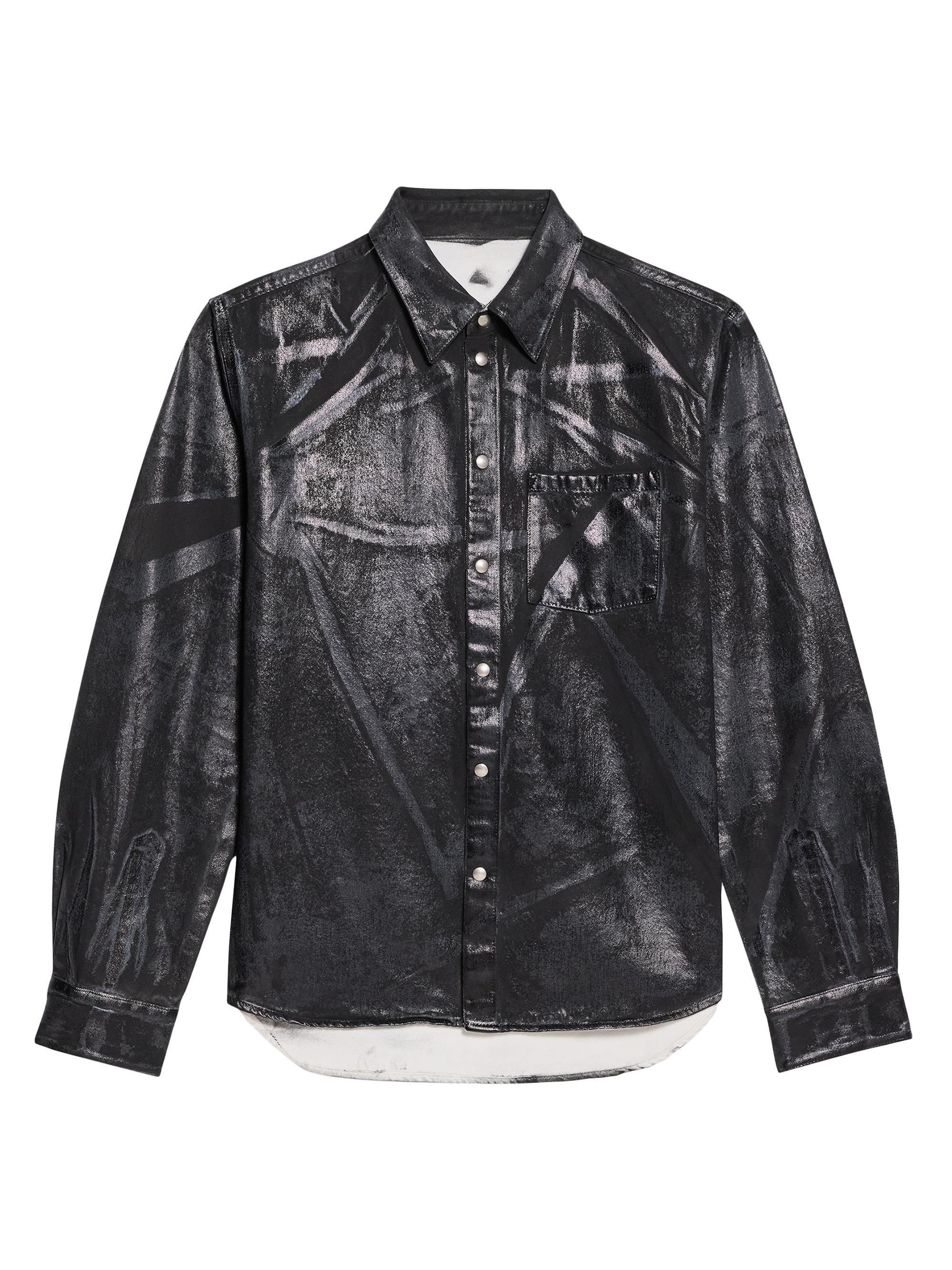 Helmut Lang Men's Foil Shirt Jacket - Black Distress