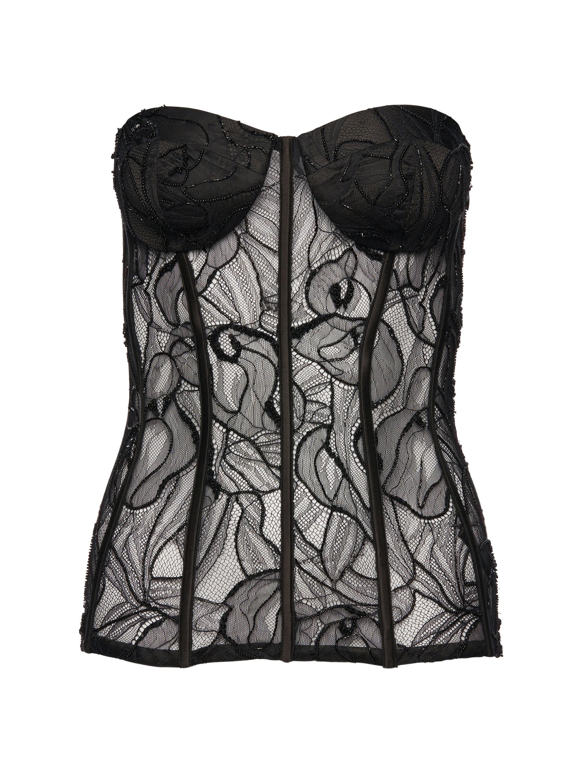 Retrofête Women's Hailey Embellished Lace Top - Black