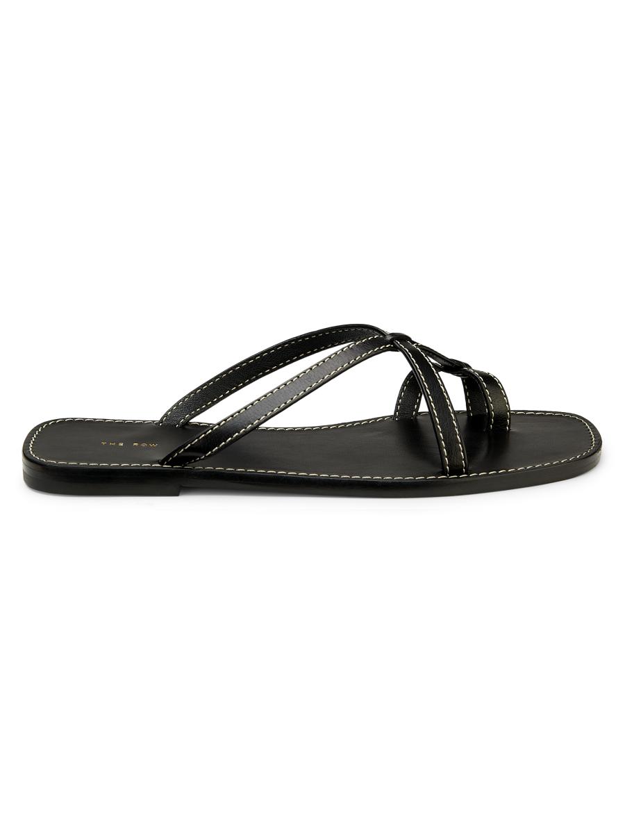 ☆関税込み☆【The Row】Cord leather thong sandals The Row | Cord black leather sandals | Savannahs