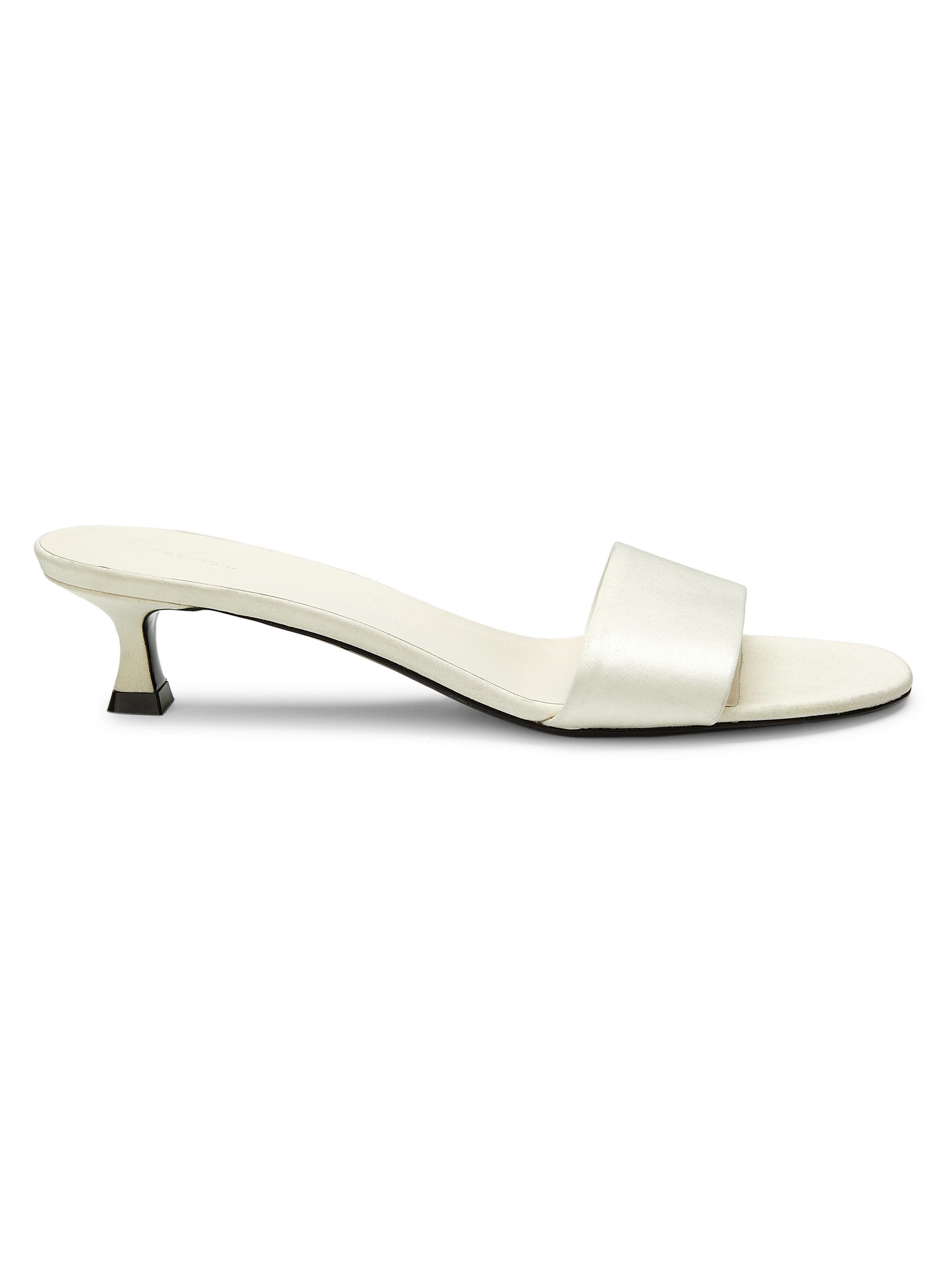 The Row Women's Silk Kitten-Heel Mules - Milk