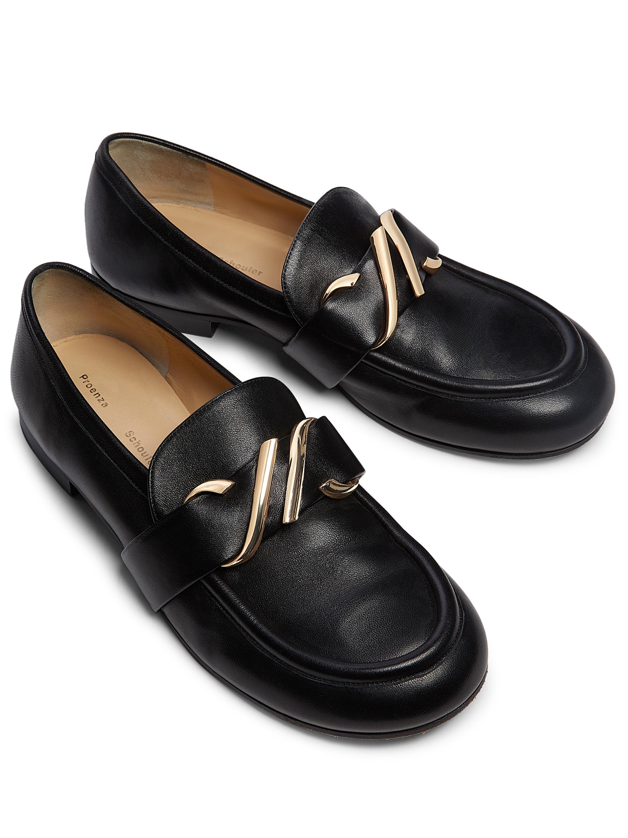 Proenza Schouler レザー ローファー PROENZA SCHOULER Park embellished glossed textured-leather loafers
