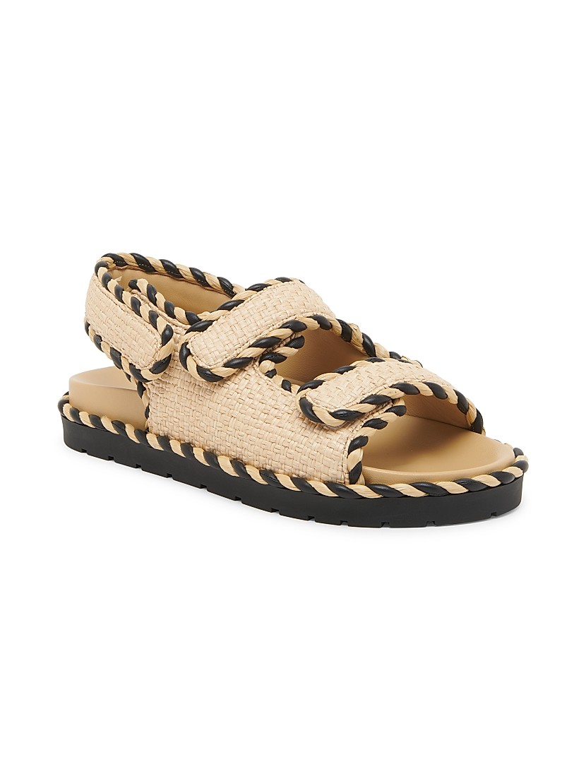 Shop Bottega Veneta Jack Striped Raffia Sandals | Saks Fifth Shop Bottega Veneta Jack Striped Raffia Sandals | Saks Fifth
