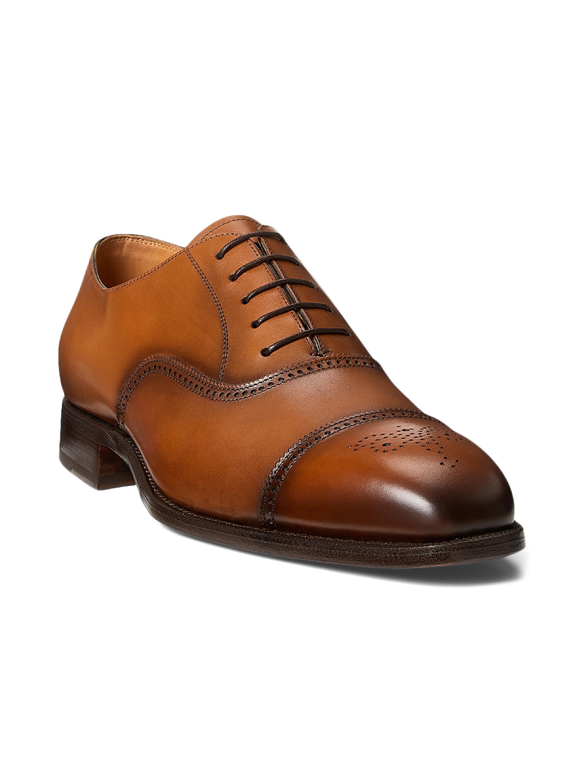 Ralph Lauren Denver Burnished Calfskin Cap-toe Shoe - Tan