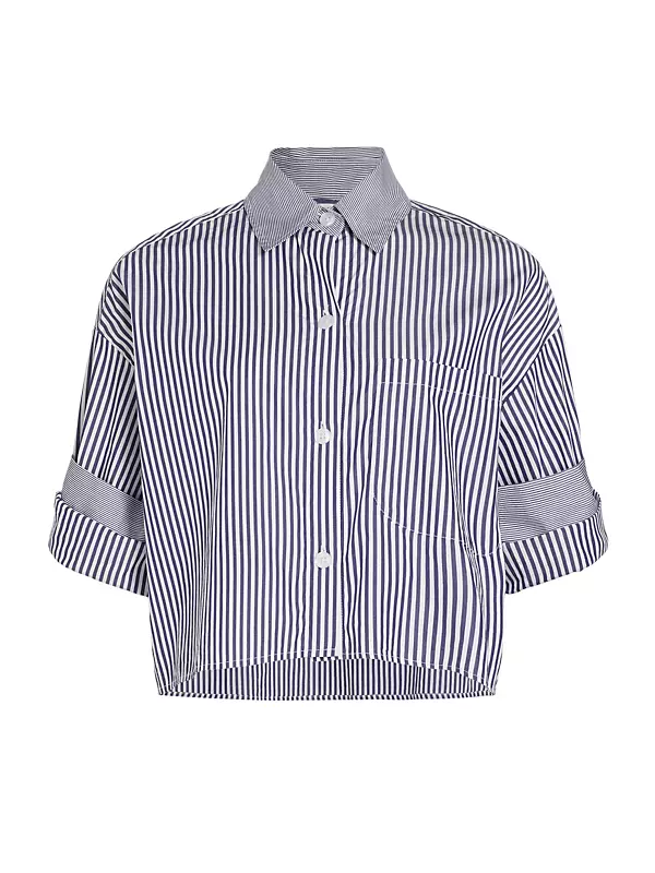 Shop TWP Next Ex Striped Cotton Crop Shirt