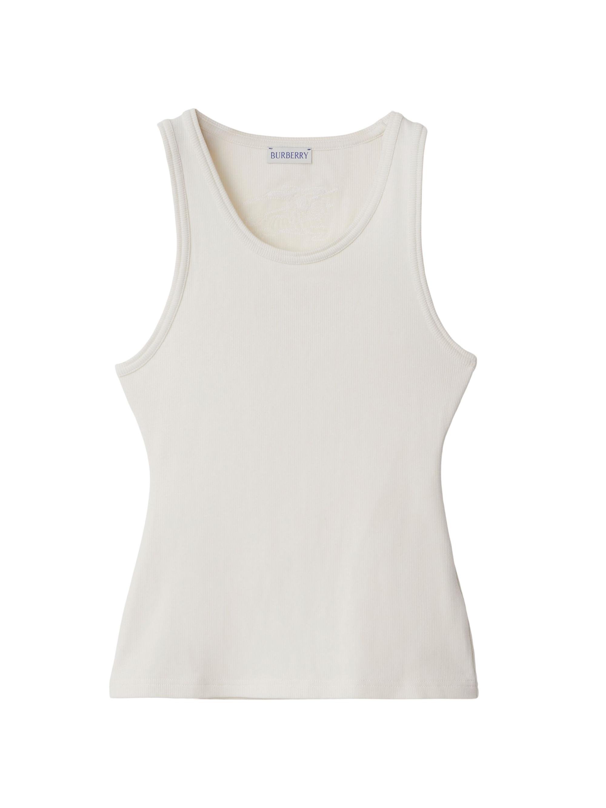 Burberry Women's Ribbed Stretch-Cotton Sleeveless Vest - Salt